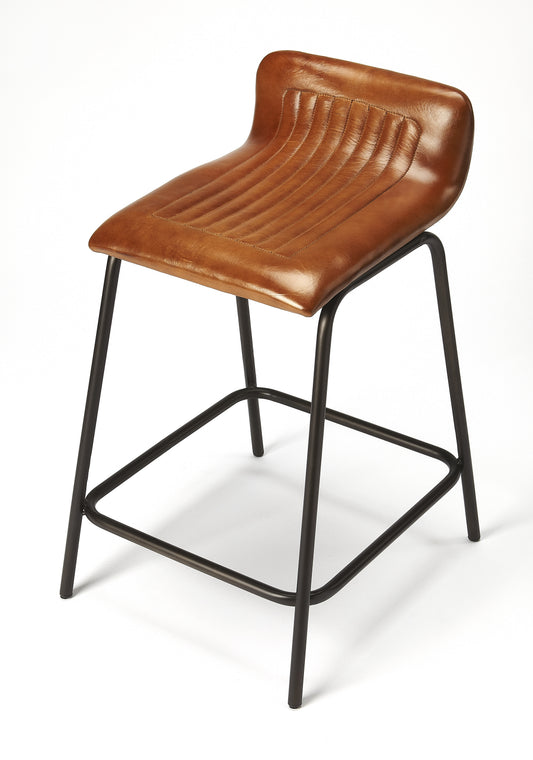 Ludlow Leather & Metal 24" Counter Stool in Dark Brown 5283344