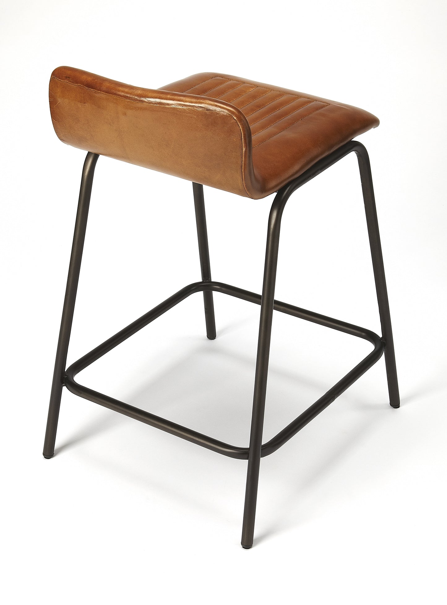 Ludlow Leather & Metal 24" Counter Stool in Dark Brown 5283344