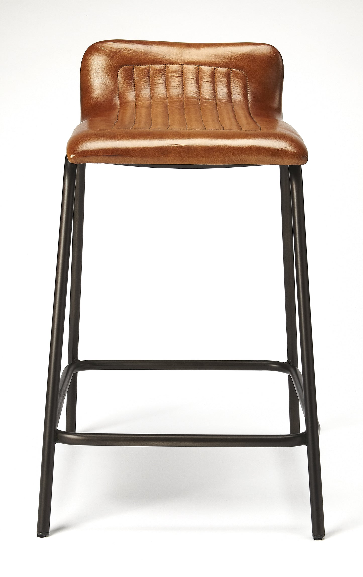 Ludlow Leather & Metal 24" Counter Stool in Dark Brown 5283344