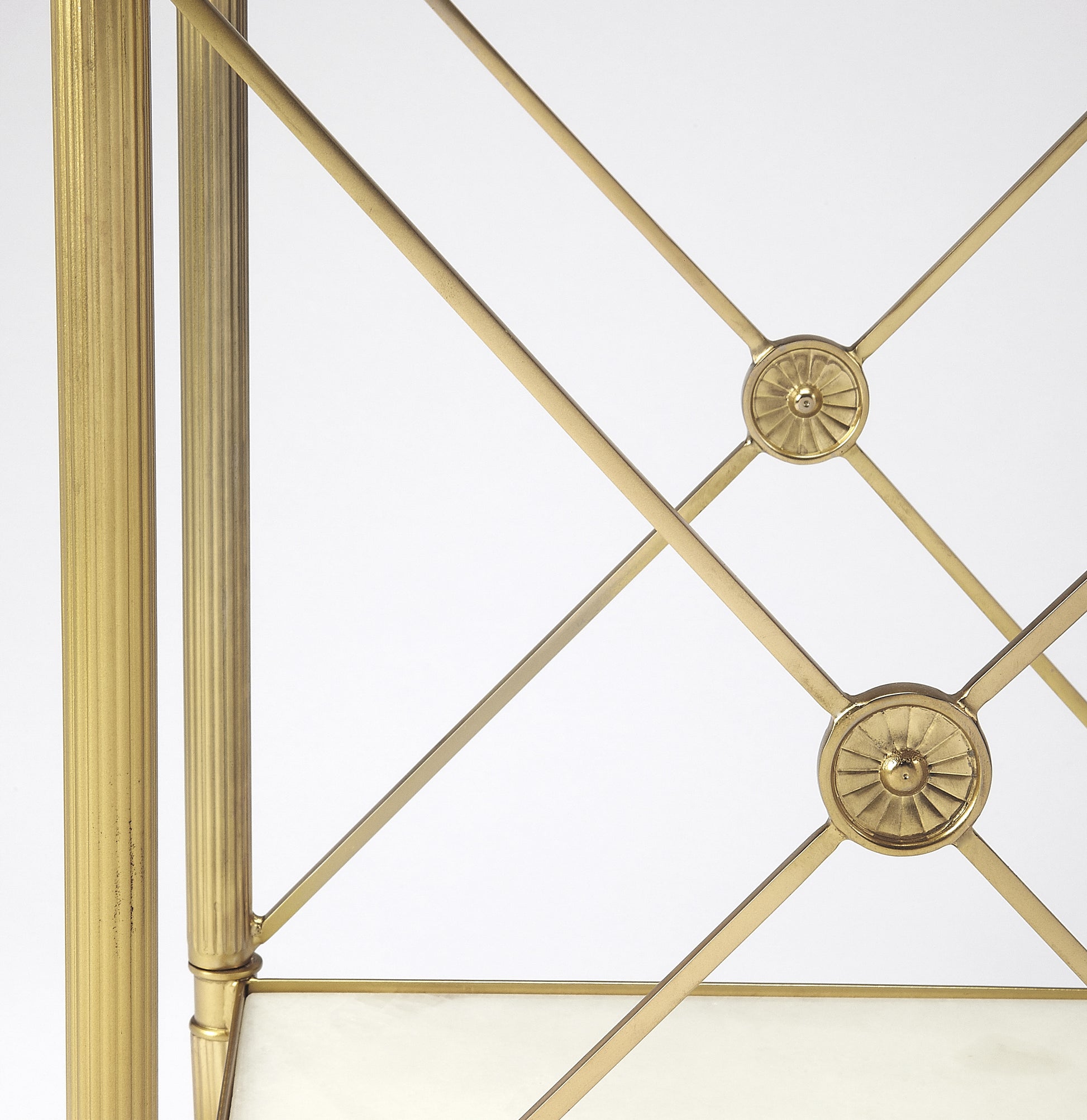Butler Specialty Company Taren 16 in. W Square Glass-Marble-Metal End Table, Gold