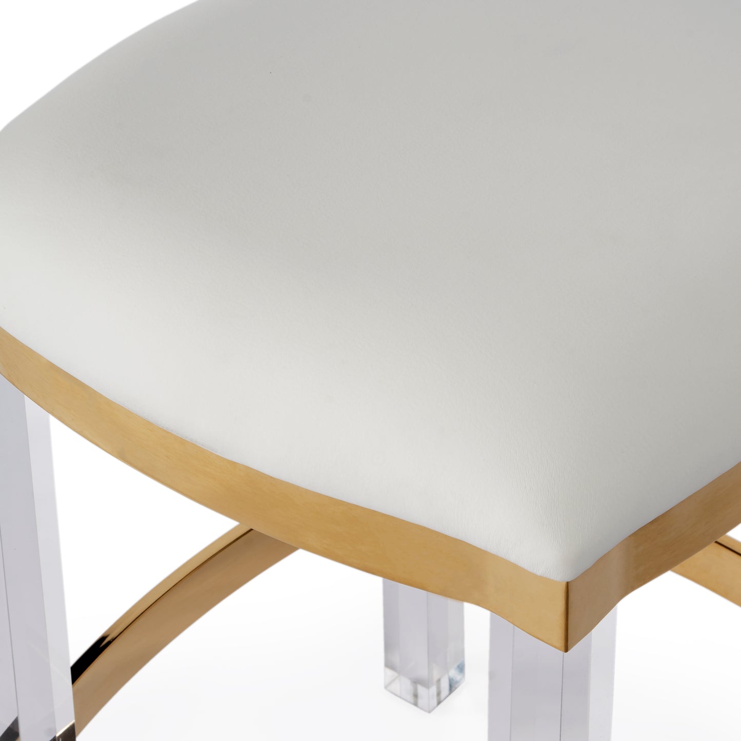 Butler Specialty Company Jordan 24 in. Seat Height Faux Leather and Acrylic Backless Counter Stool with Foot Rest, White