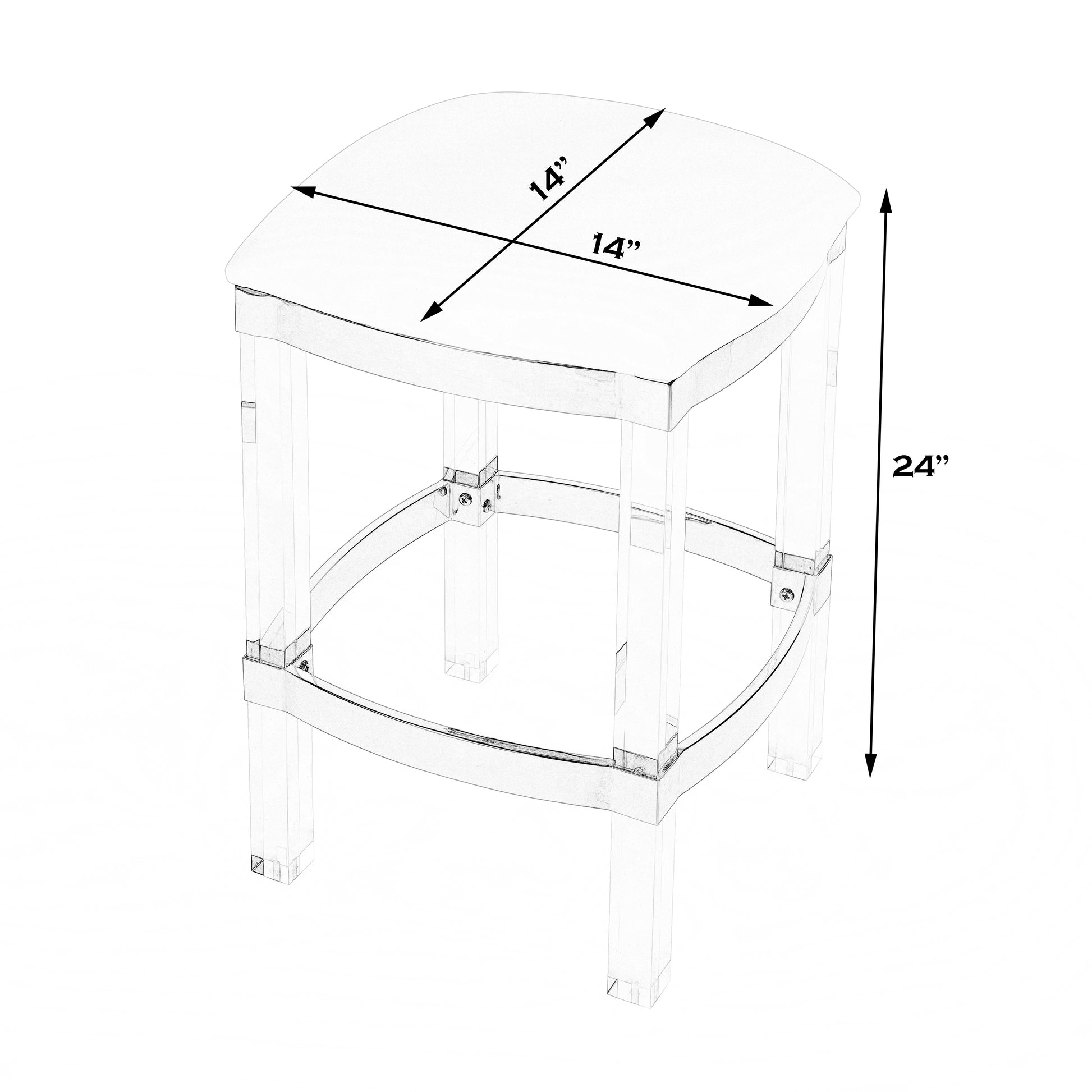 Butler Specialty Company Jordan 24 in. Seat Height Faux Leather and Acrylic Backless Counter Stool with Foot Rest, White