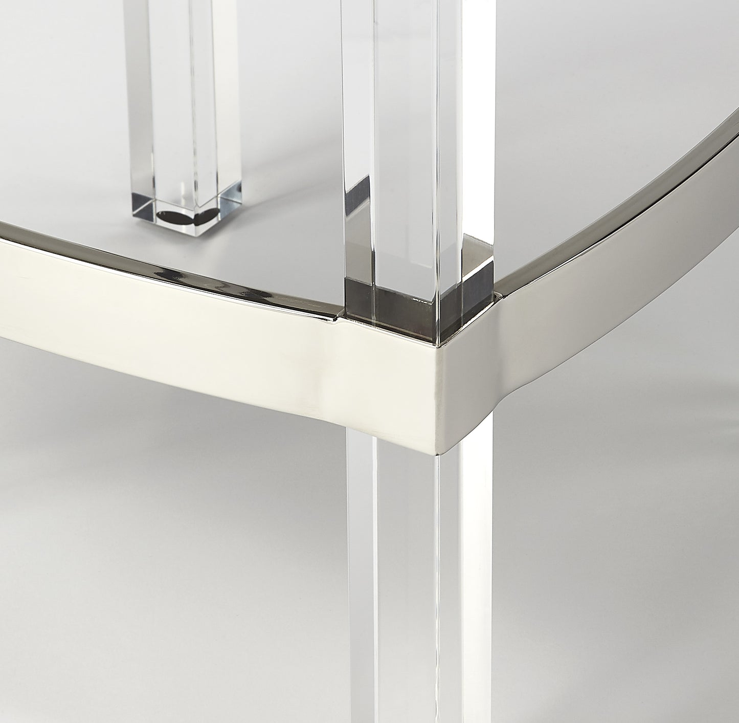 Butler Specialty Company Jordan 24 in. Seat Height Faux Leather and Acrylic Backless Counter Stool with Foot Rest, White