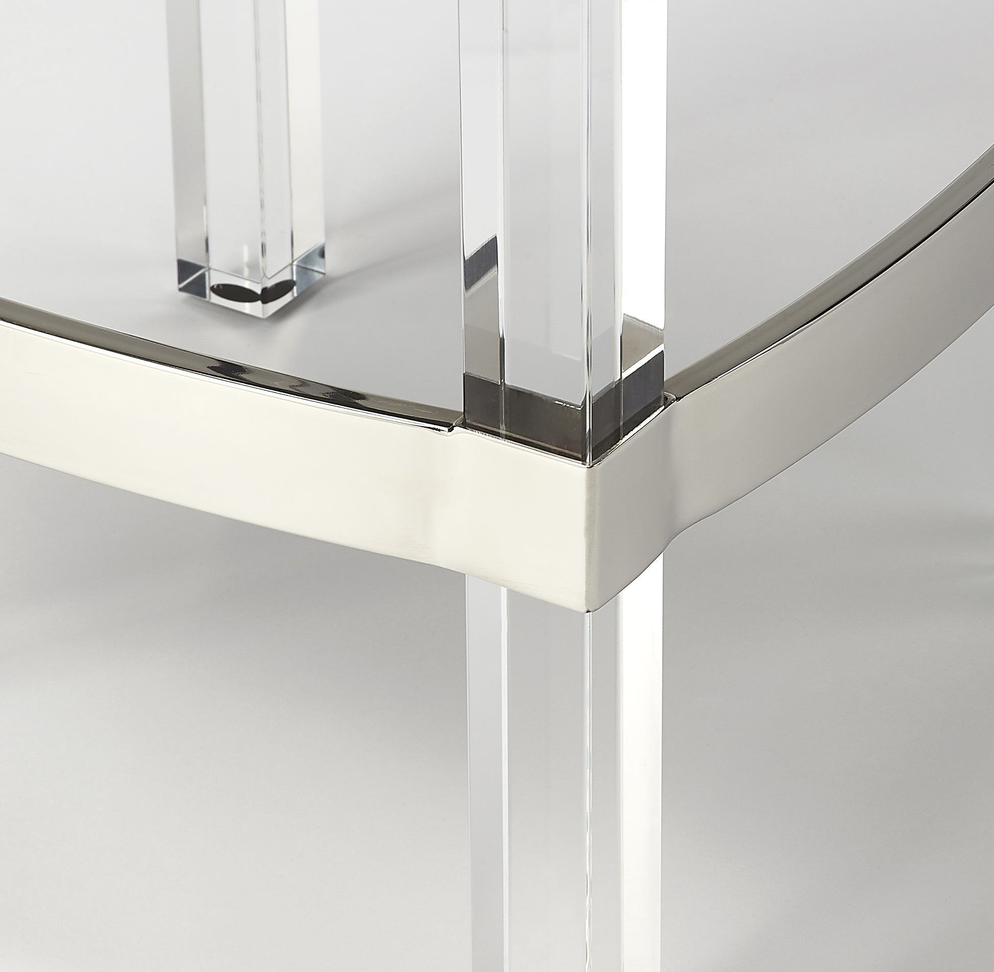 Butler Specialty Company Jordan 24 in. Seat Height Faux Leather and Acrylic Backless Counter Stool with Foot Rest, White