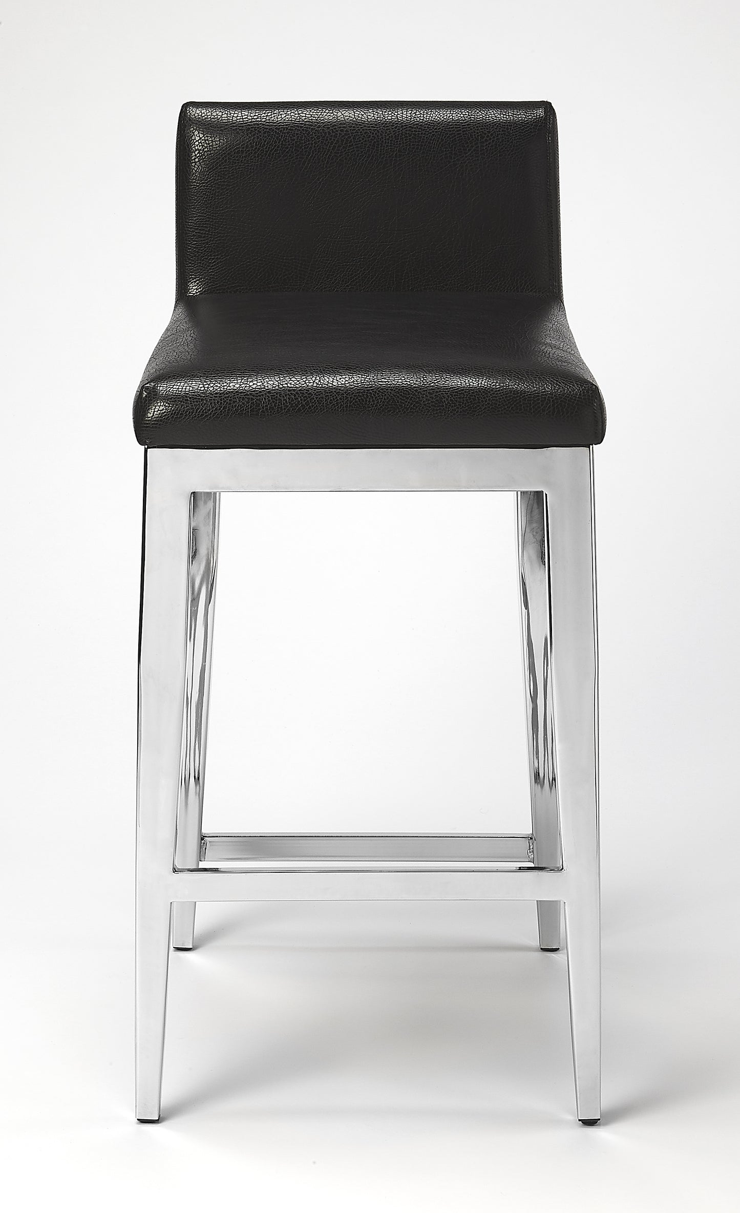 Butler Specialty Company Kelsey 25 in. Seat Height Faux Leather and Stainless Steel Counter Stool, Black