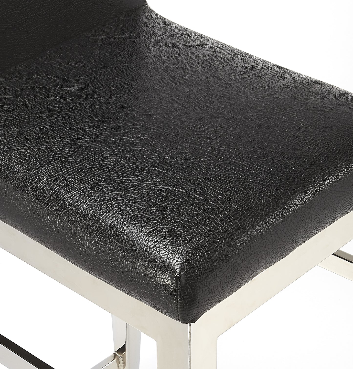 Butler Specialty Company Kelsey 25 in. Seat Height Faux Leather and Stainless Steel Counter Stool, Black