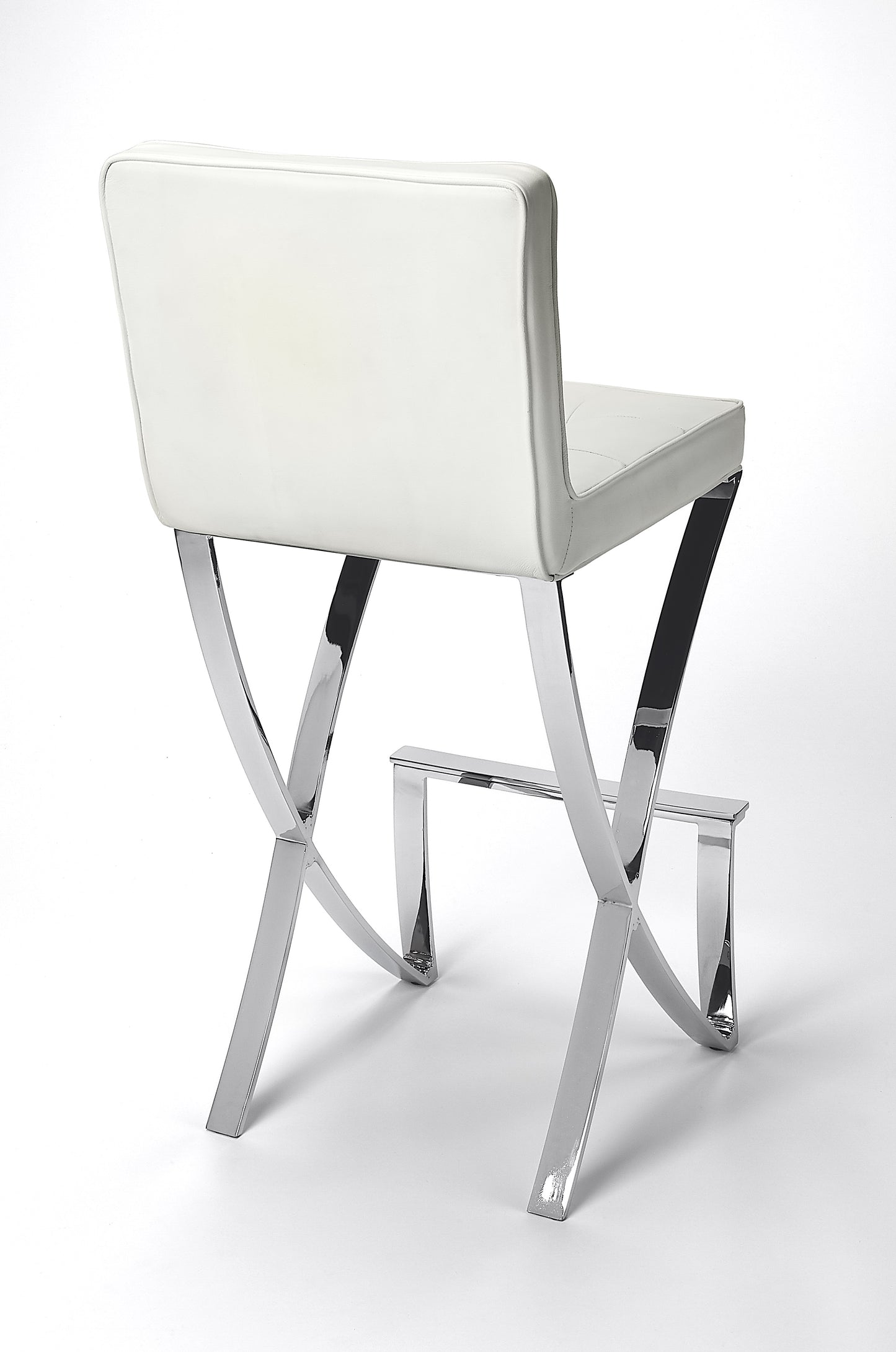 Darcy Chrome Plated Faux Leather 28.5" Bar Stool in White 5325411