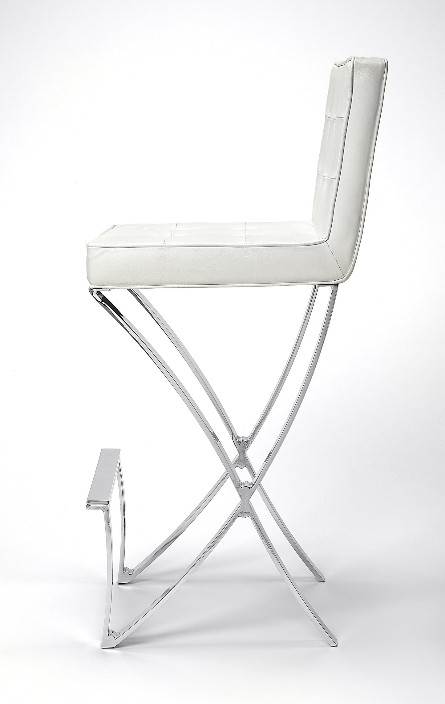 Darcy Chrome Plated Faux Leather 28.5" Bar Stool in White 5325411