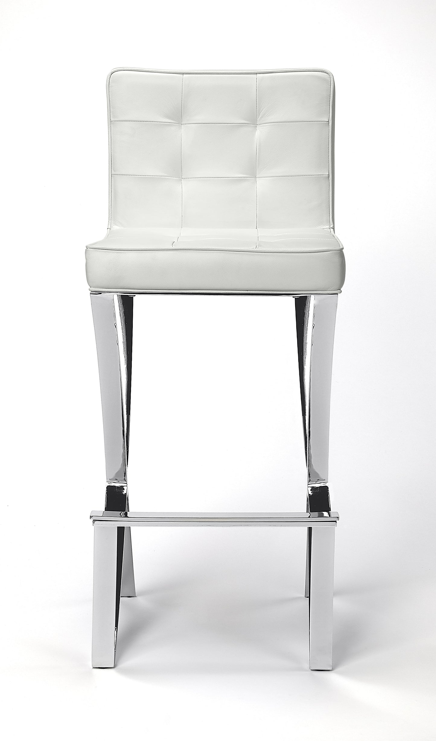 Darcy Chrome Plated Faux Leather 28.5" Bar Stool in White 5325411