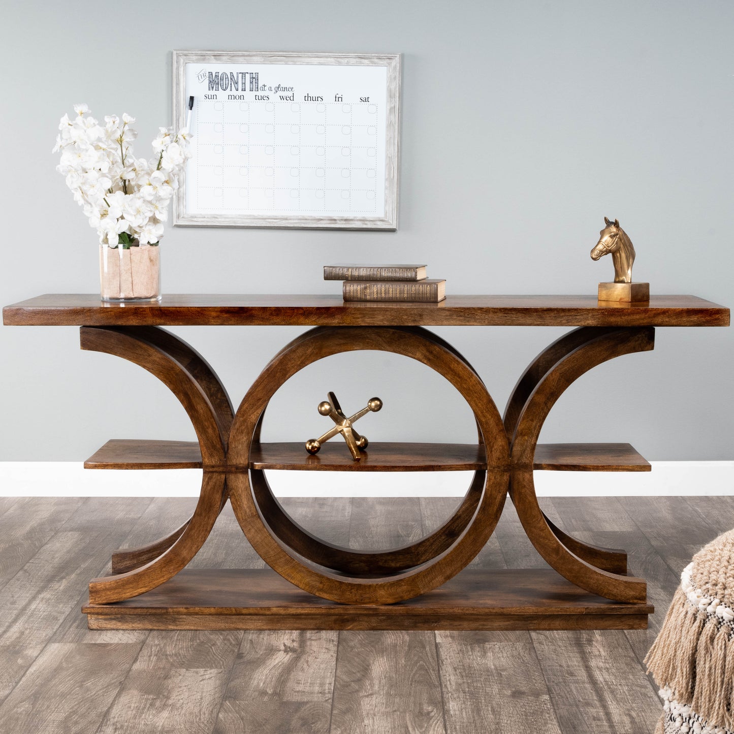 Butler Specialty Company Stowe 59 in. W Rectangular Wood Rustic Console Table, Medium Brown