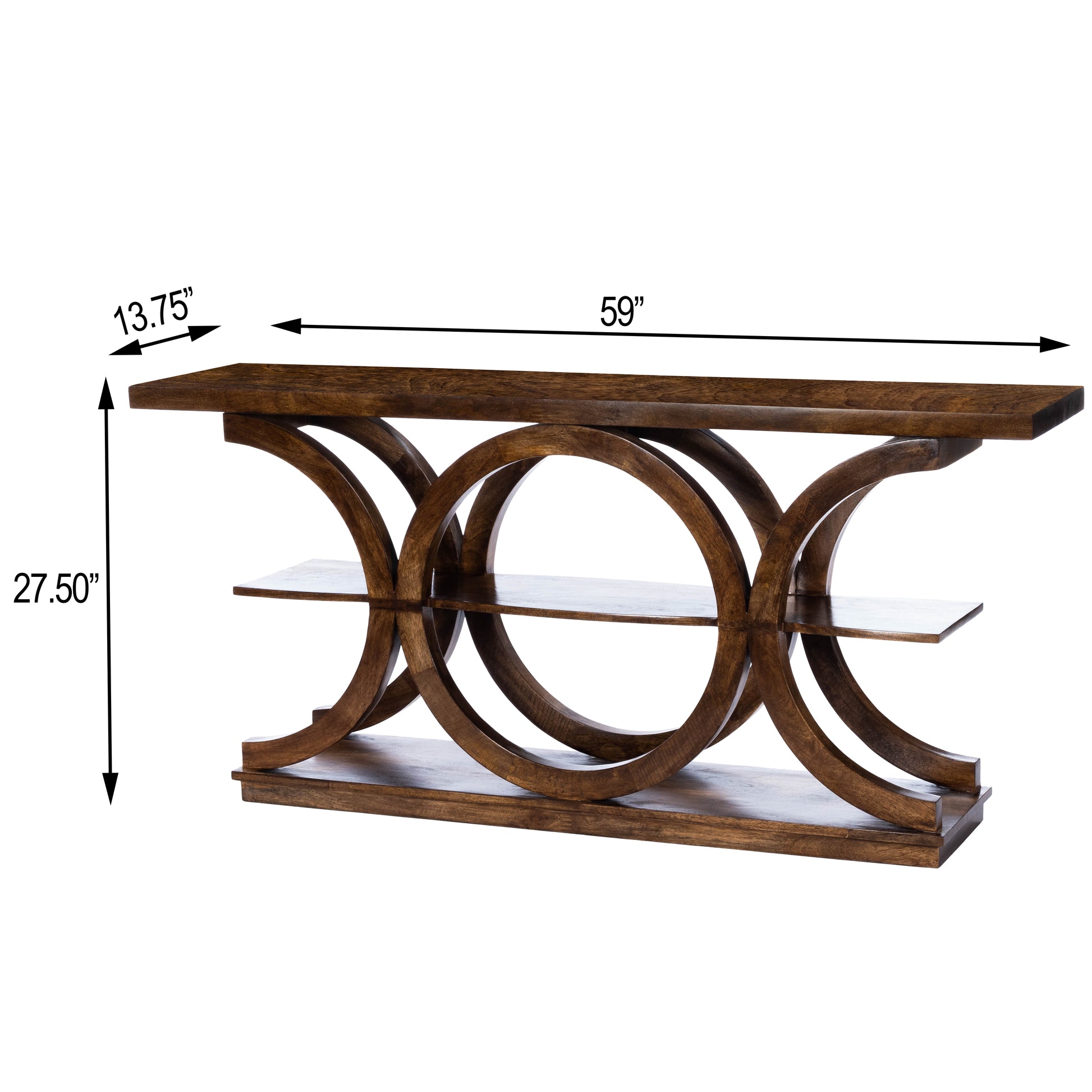 Butler Specialty Company Stowe 59 in. W Rectangular Wood Rustic Console Table, Medium Brown