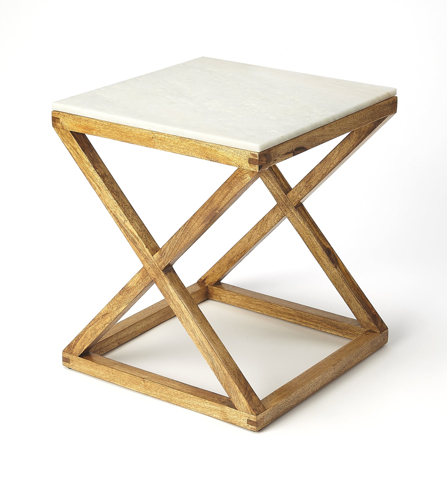 Braylon Marble & Wood End Table in Light Brown 5329312