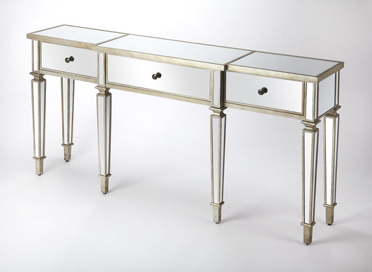 Butler Specialty Company Hayworth 68 in. W Rectangular Mirrored 3 Drawer Console Table, Silver