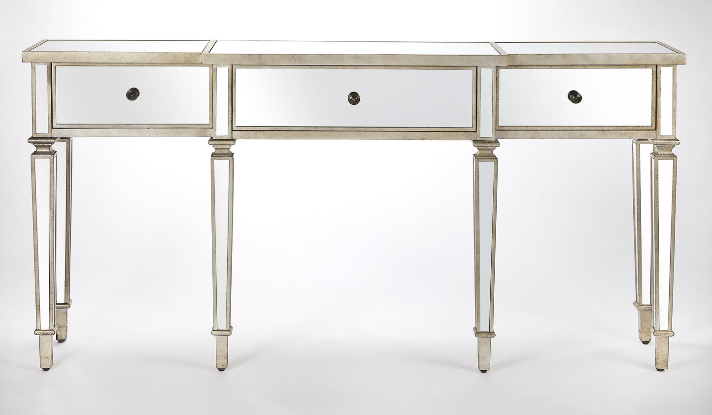 Butler Specialty Company Hayworth 68 in. W Rectangular Mirrored 3 Drawer Console Table, Silver