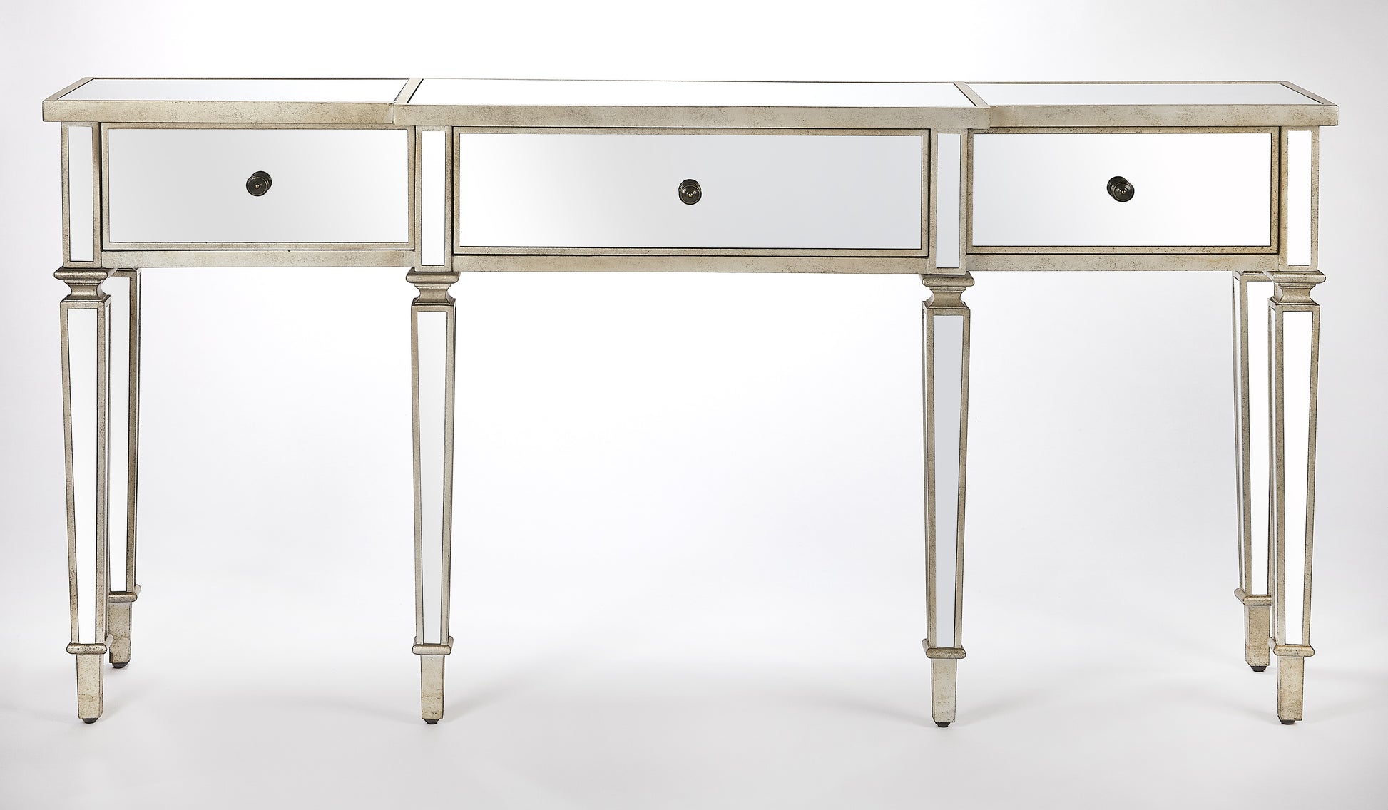 Butler Specialty Company Hayworth 68 in. W Rectangular Mirrored 3 Drawer Console Table, Silver