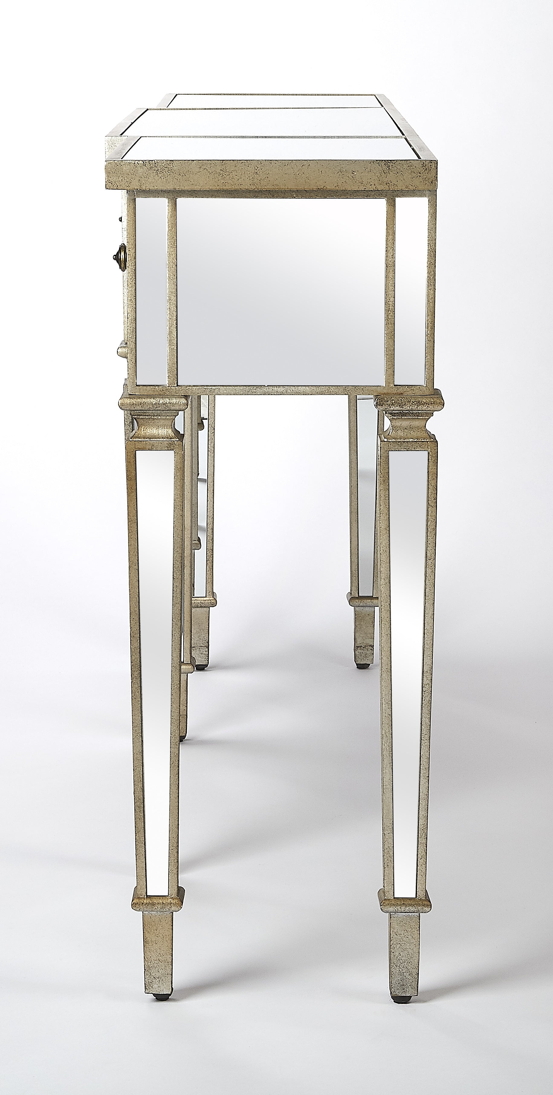 Butler Specialty Company Hayworth 68 in. W Rectangular Mirrored 3 Drawer Console Table, Silver