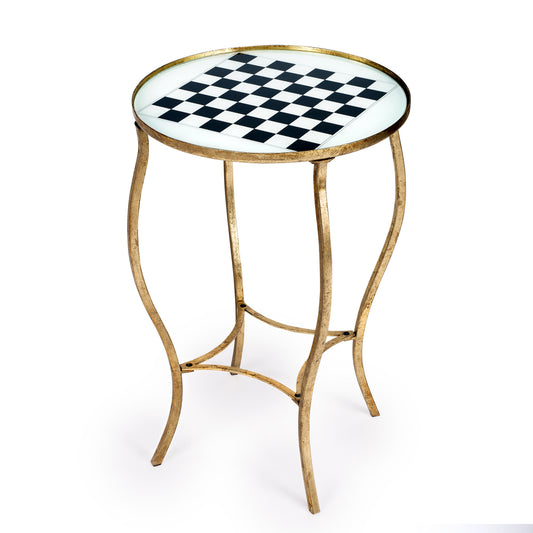 Butler Specialty Company Judith 19 in. W Round Glass and Metal Game Table, Gold