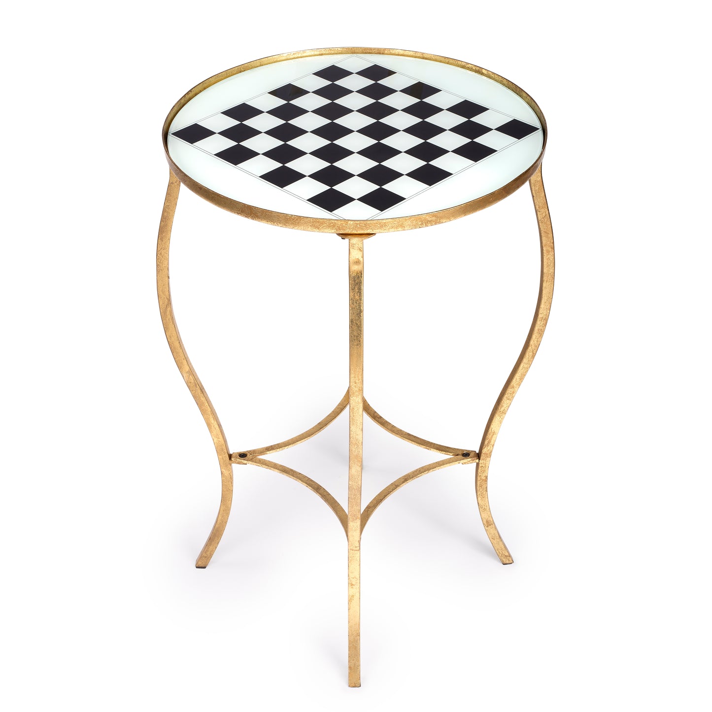 Butler Specialty Company Judith 19 in. W Round Glass and Metal Game Table, Gold