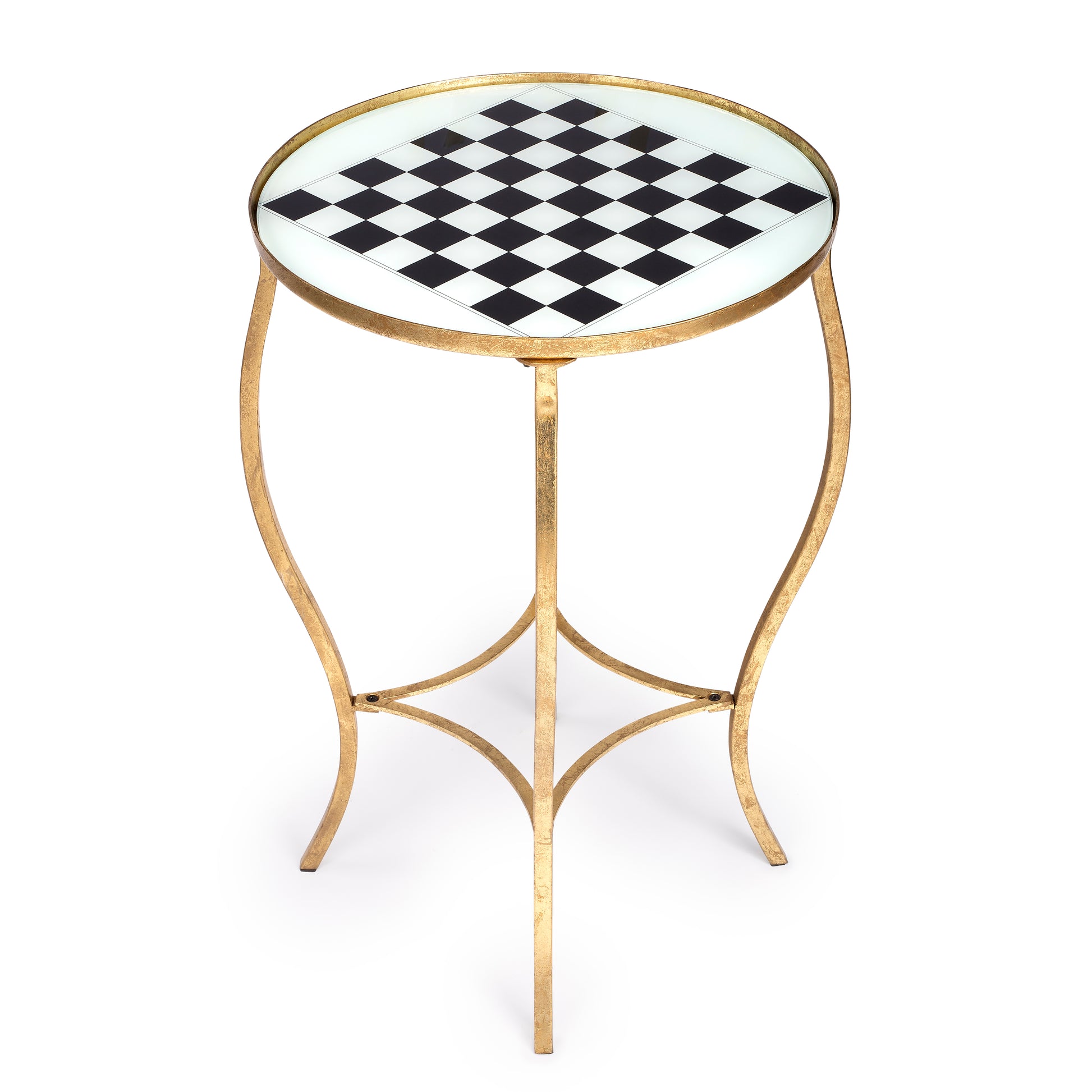 Butler Specialty Company Judith 19 in. W Round Glass and Metal Game Table, Gold