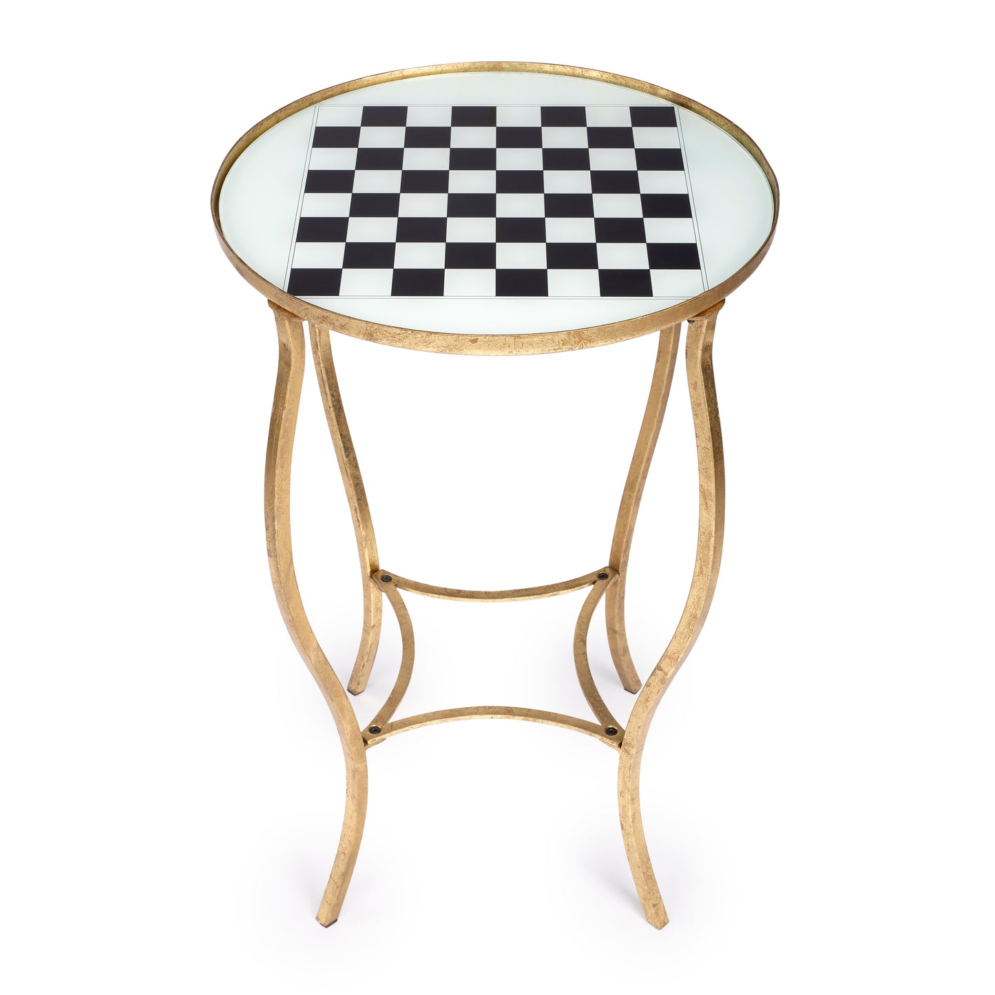 Butler Specialty Company Judith 19 in. W Round Glass and Metal Game Table, Gold