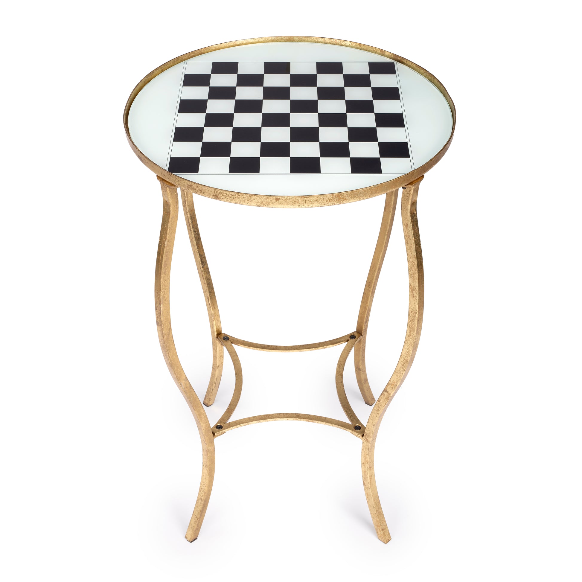Butler Specialty Company Judith 19 in. W Round Glass and Metal Game Table, Gold
