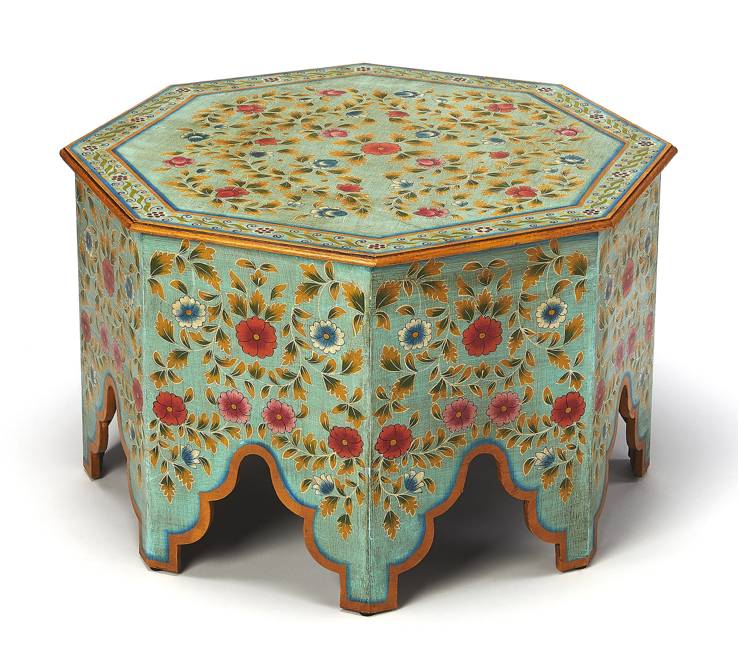 Butler Specialty Company Priya 28.5 in. W Octagonal Wood Hand Painted Coffee Table, Green