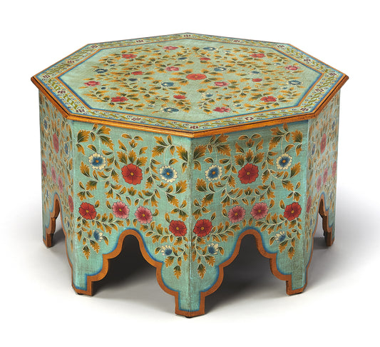 Butler Specialty Company Priya 28.5 in. W Octagonal Wood Hand Painted Coffee Table, Green