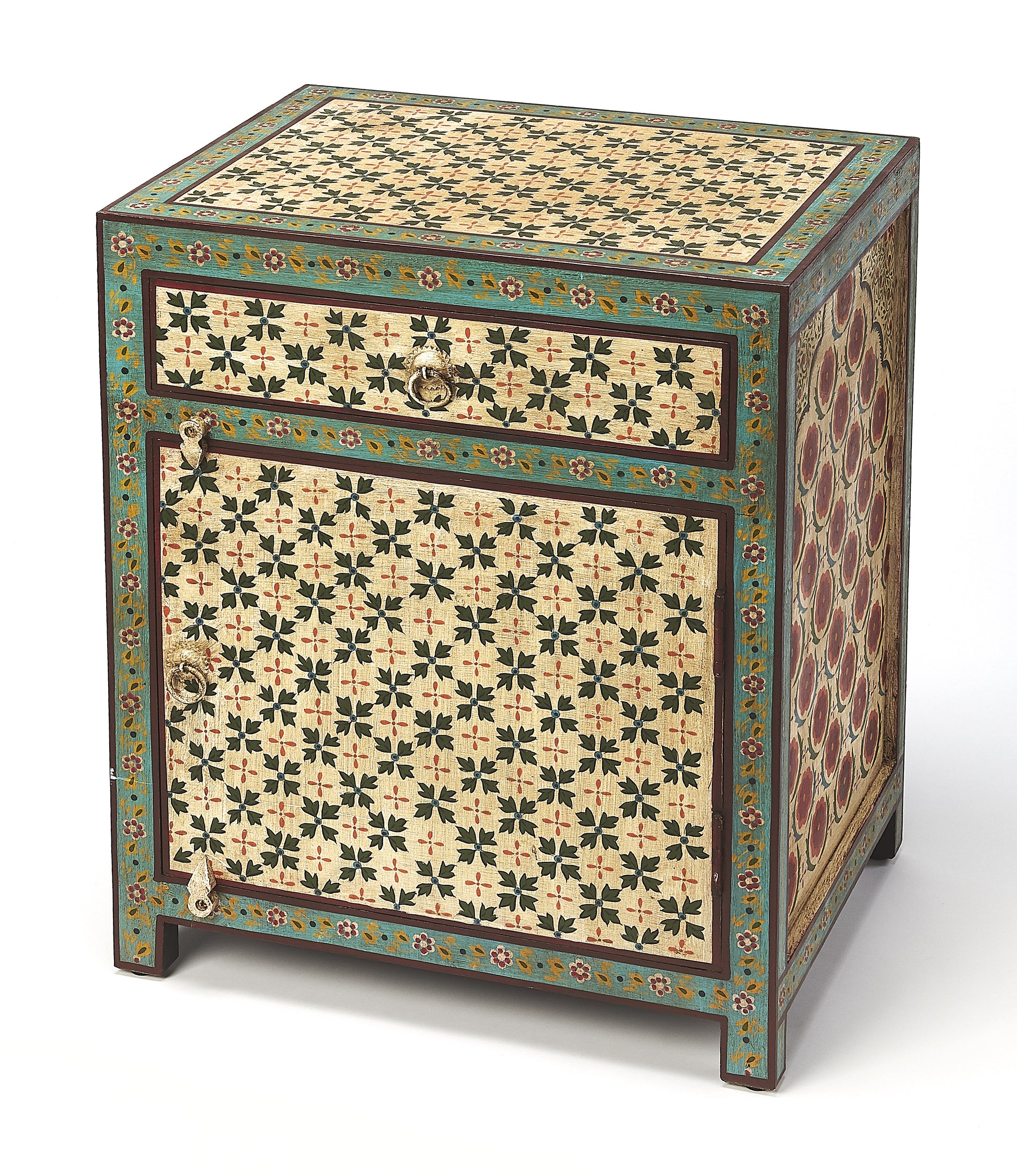 Butler Specialty Company Perna 21 in. W Rectangular Wood Hand Painted 1 Drawer Chest with Storage, Multi-Color