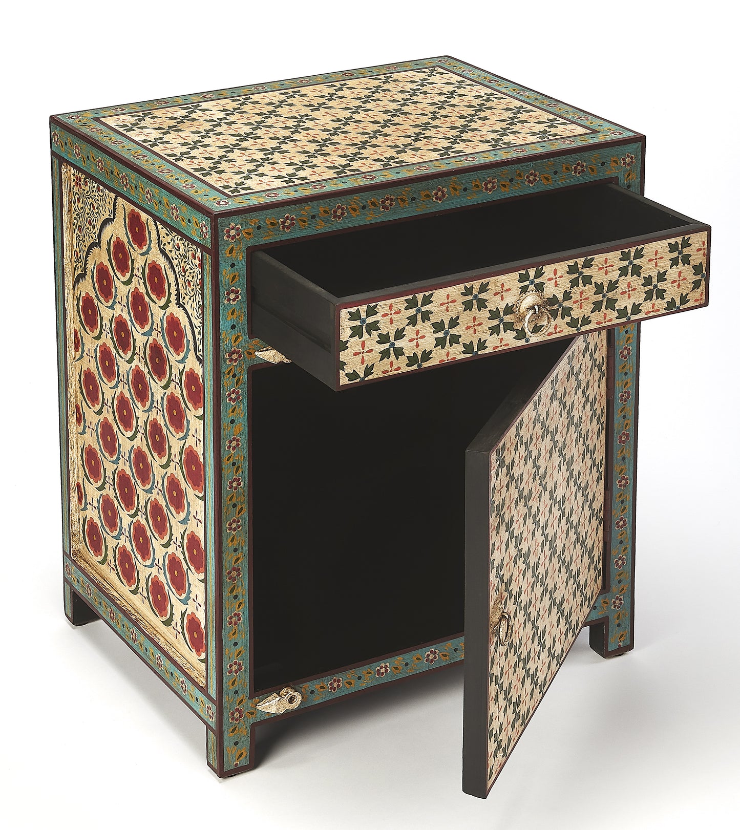 Butler Specialty Company Perna 21 in. W Rectangular Wood Hand Painted 1 Drawer Chest with Storage, Multi-Color