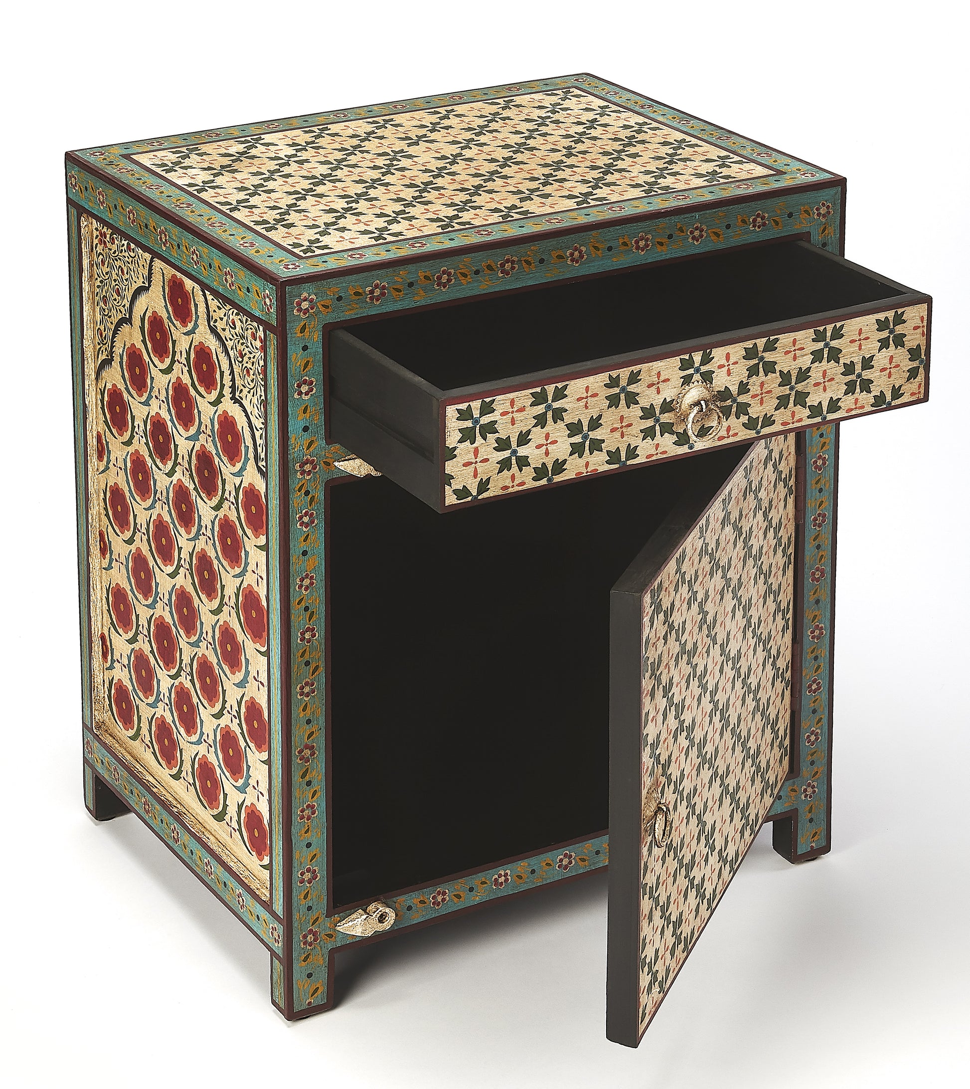Butler Specialty Company Perna 21 in. W Rectangular Wood Hand Painted 1 Drawer Chest with Storage, Multi-Color