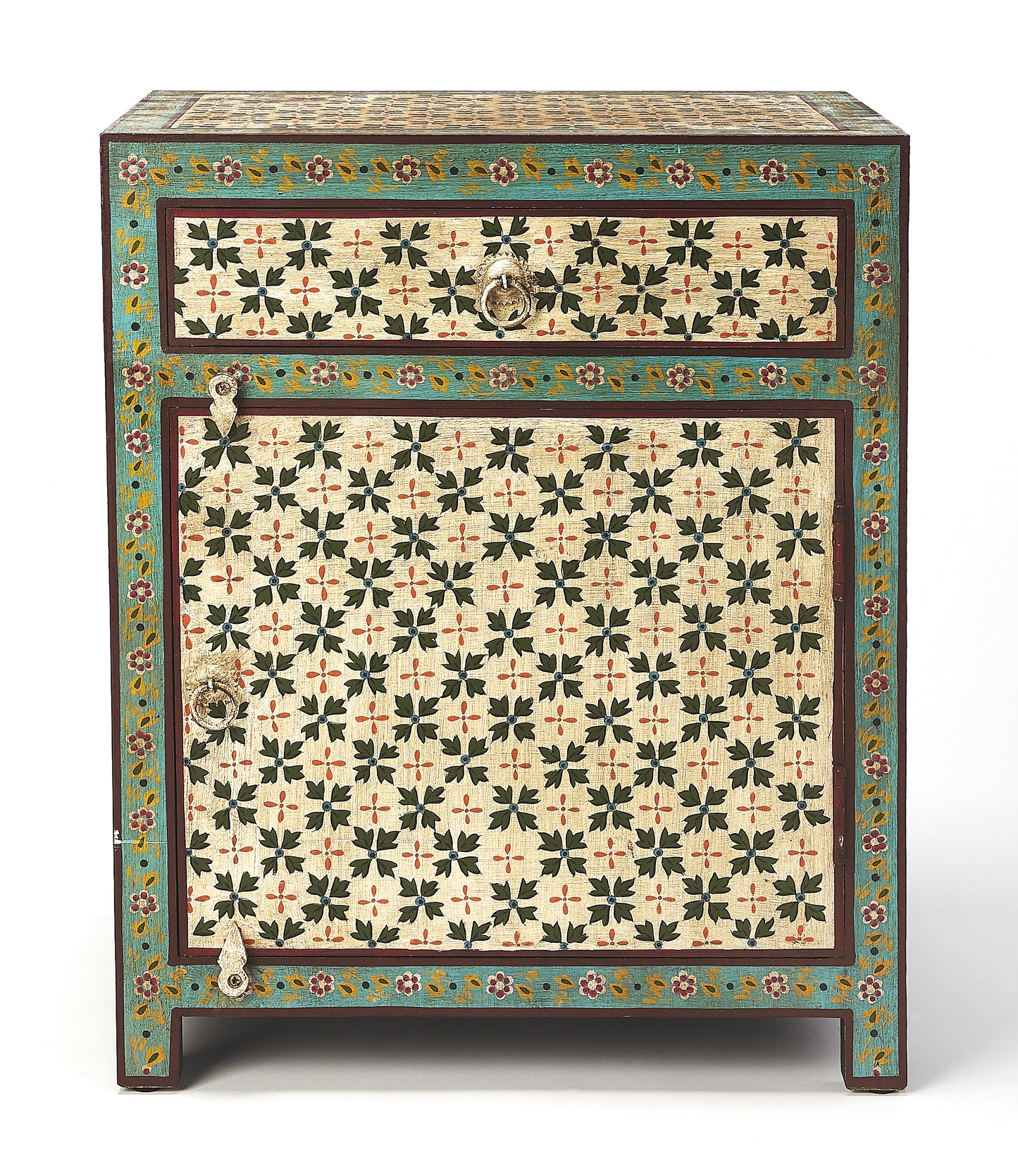 Butler Specialty Company Perna 21 in. W Rectangular Wood Hand Painted 1 Drawer Chest with Storage, Multi-Color