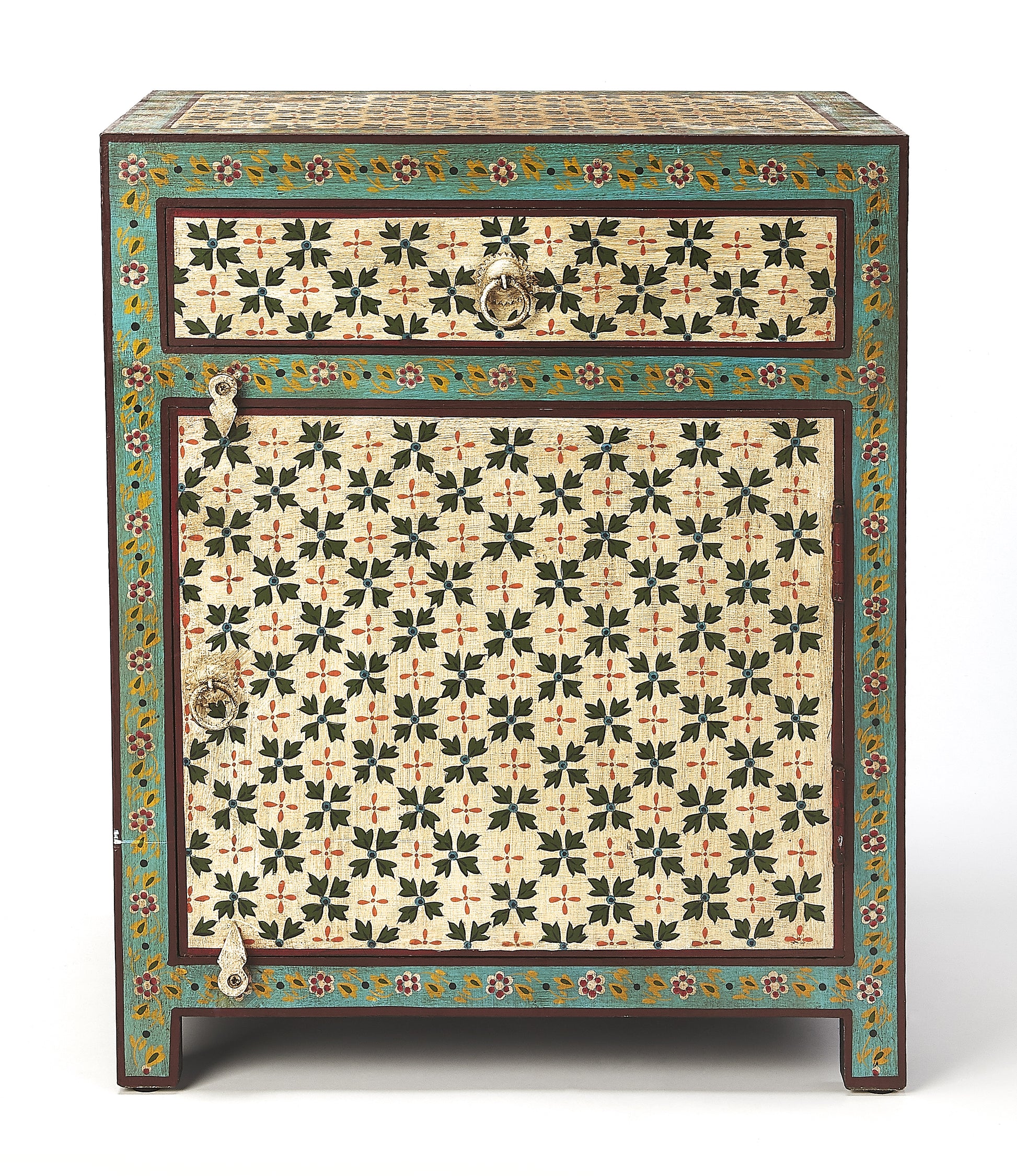 Butler Specialty Company Perna 21 in. W Rectangular Wood Hand Painted 1 Drawer Chest with Storage, Multi-Color