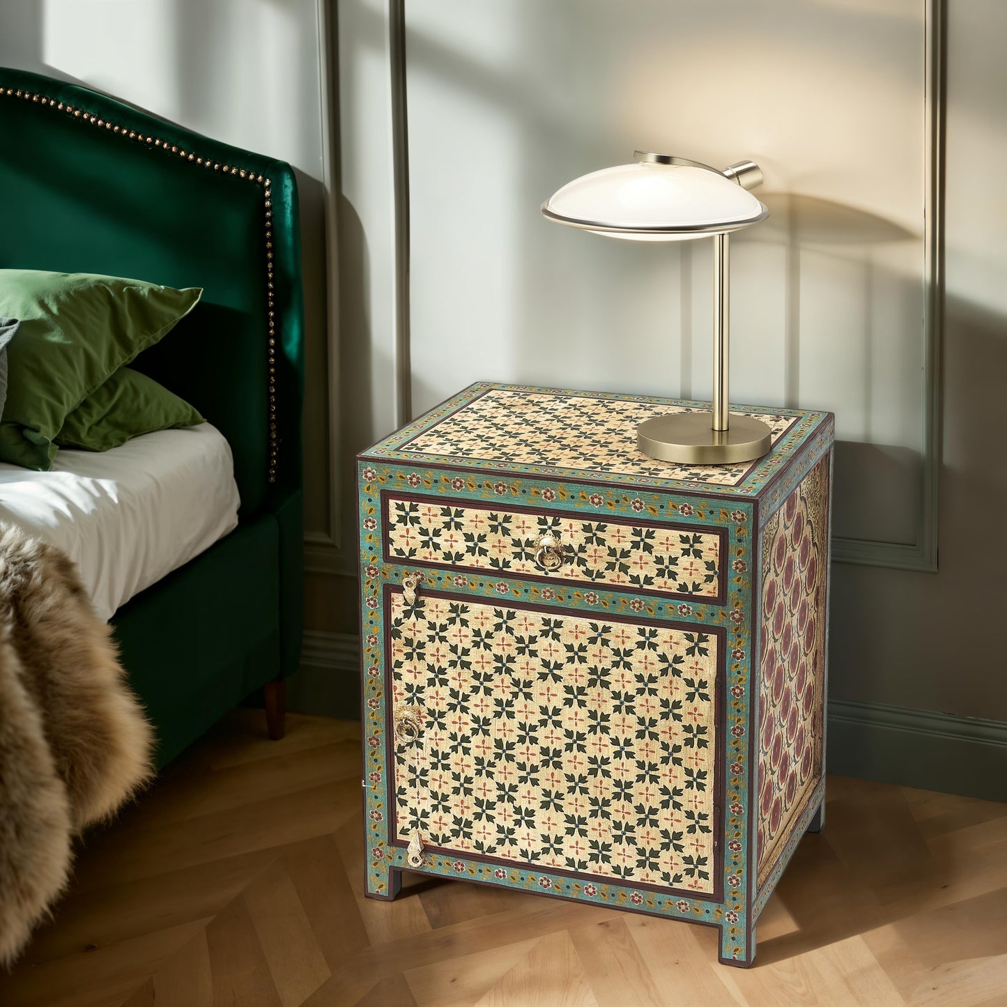 Butler Specialty Company Perna 21 in. W Rectangular Wood Hand Painted 1 Drawer Chest with Storage, Multi-Color