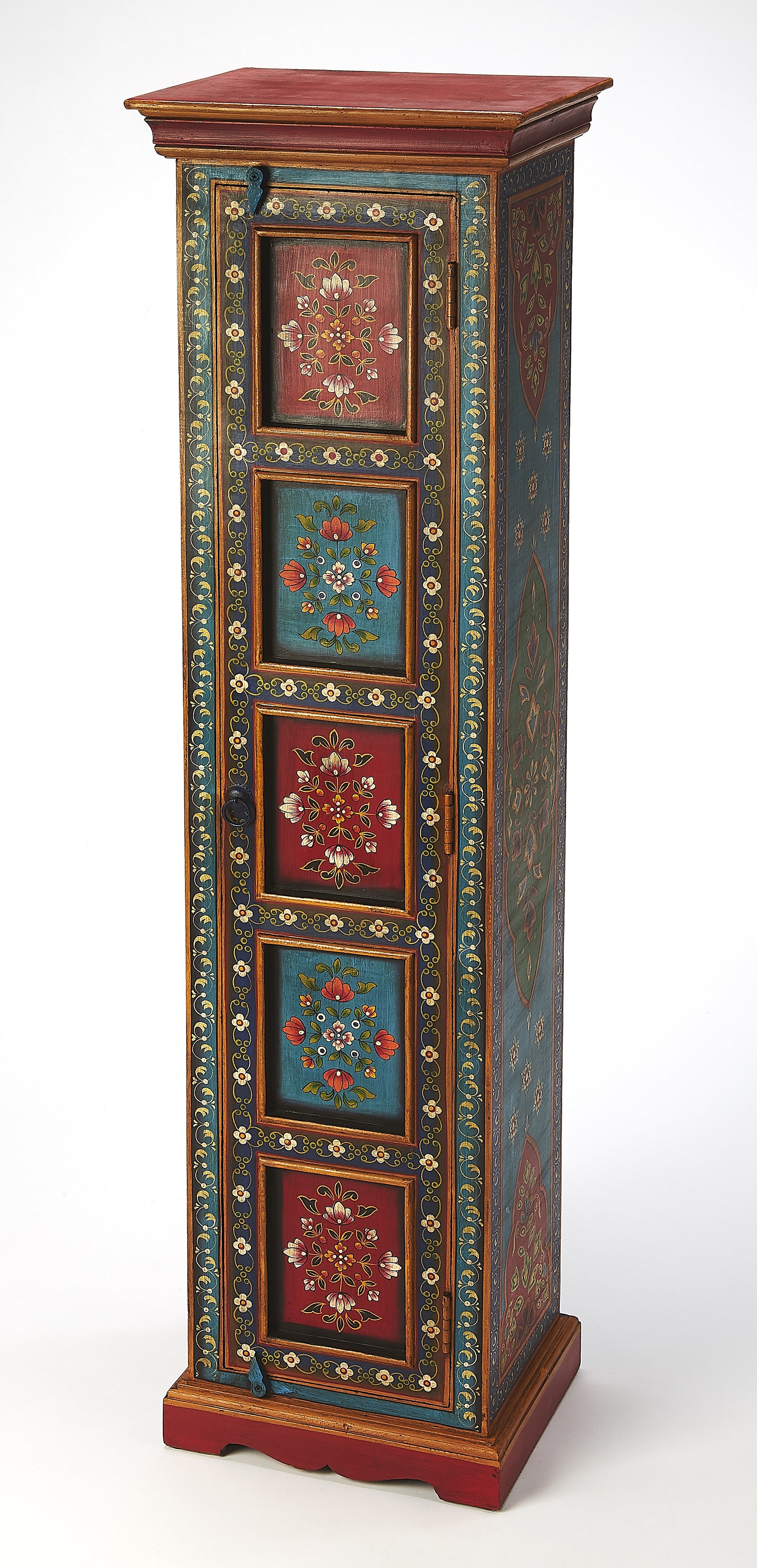 Butler Specialty Company Amir 16 in. W x 60 in. H Wood Hand Painted Tall Cabinet with Storage, Multi-Color