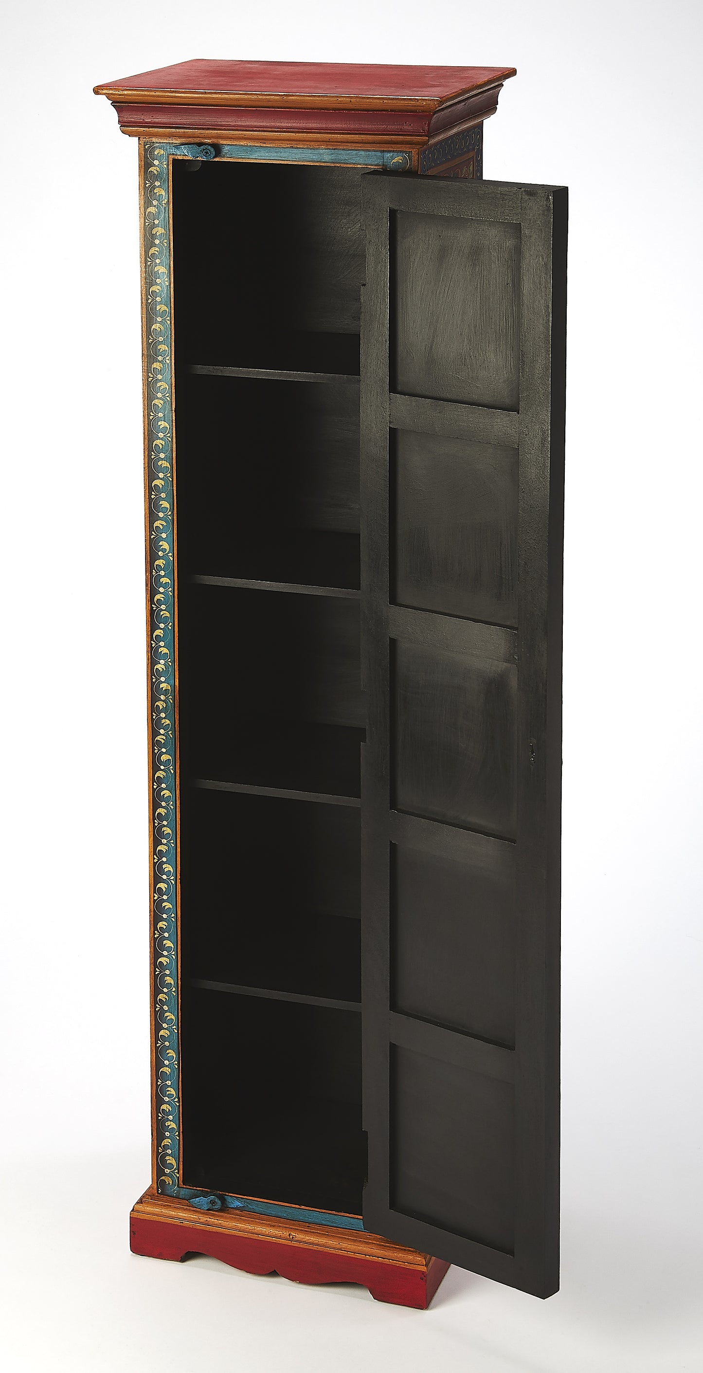 Butler Specialty Company Amir 16 in. W x 60 in. H Wood Hand Painted Tall Cabinet with Storage, Multi-Color