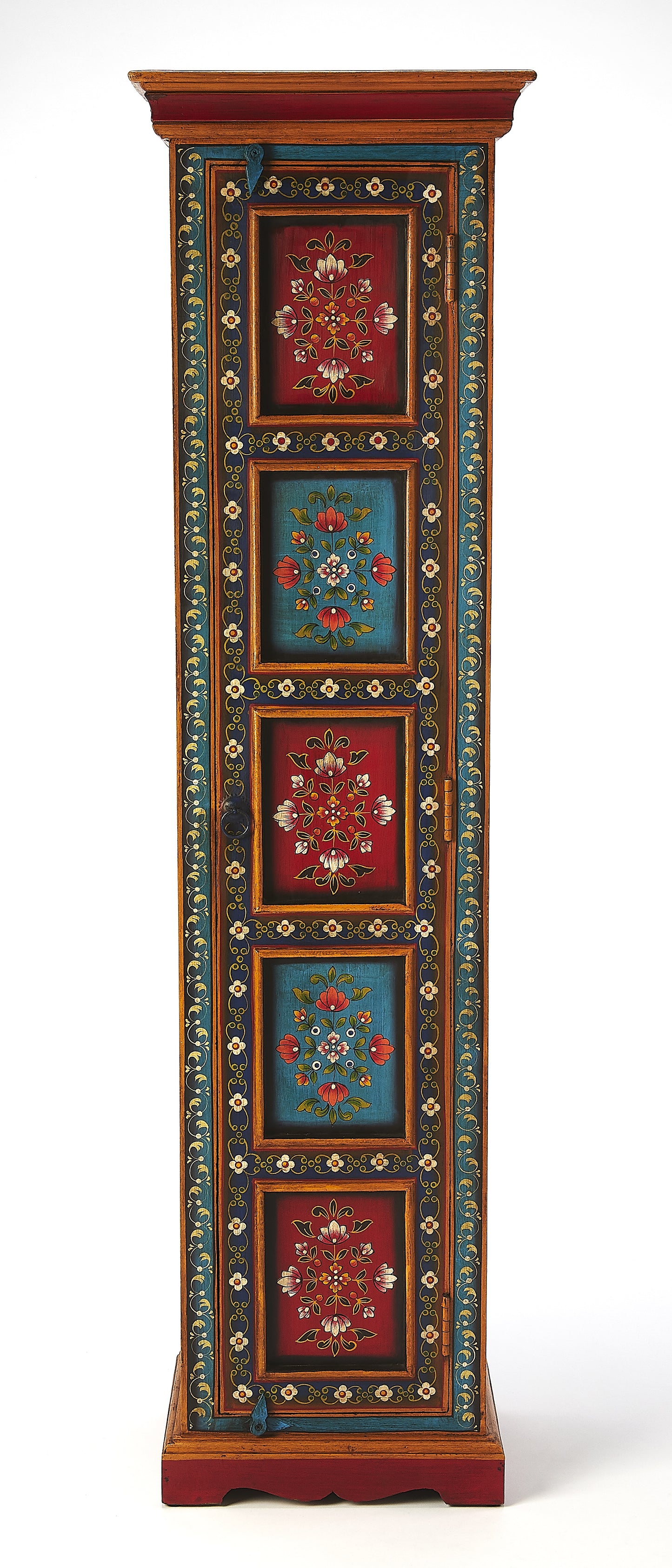 Butler Specialty Company Amir 16 in. W x 60 in. H Wood Hand Painted Tall Cabinet with Storage, Multi-Color