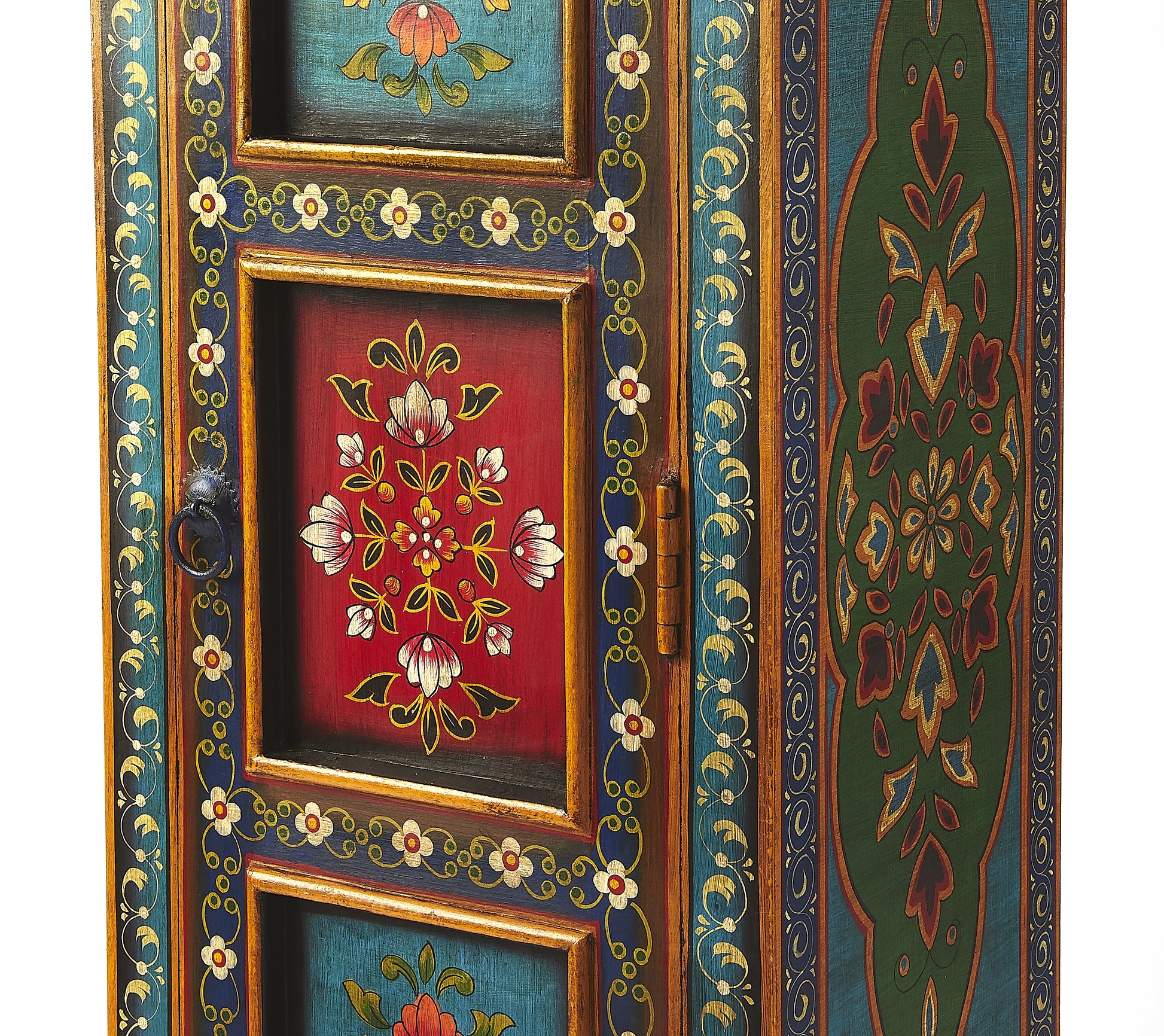 Butler Specialty Company Amir 16 in. W x 60 in. H Wood Hand Painted Tall Cabinet with Storage, Multi-Color