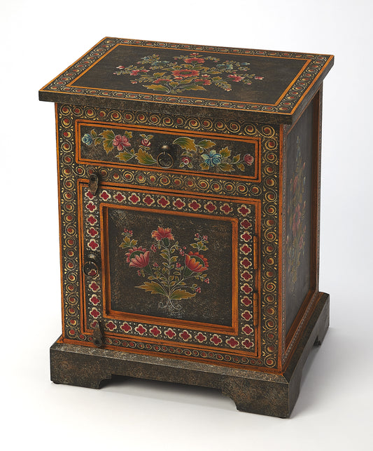 Butler Specialty Company Bihar 18 in. W Rectangular Wood Hand Painted 1 Drawer Accent Chest with Storage, Multi-Color