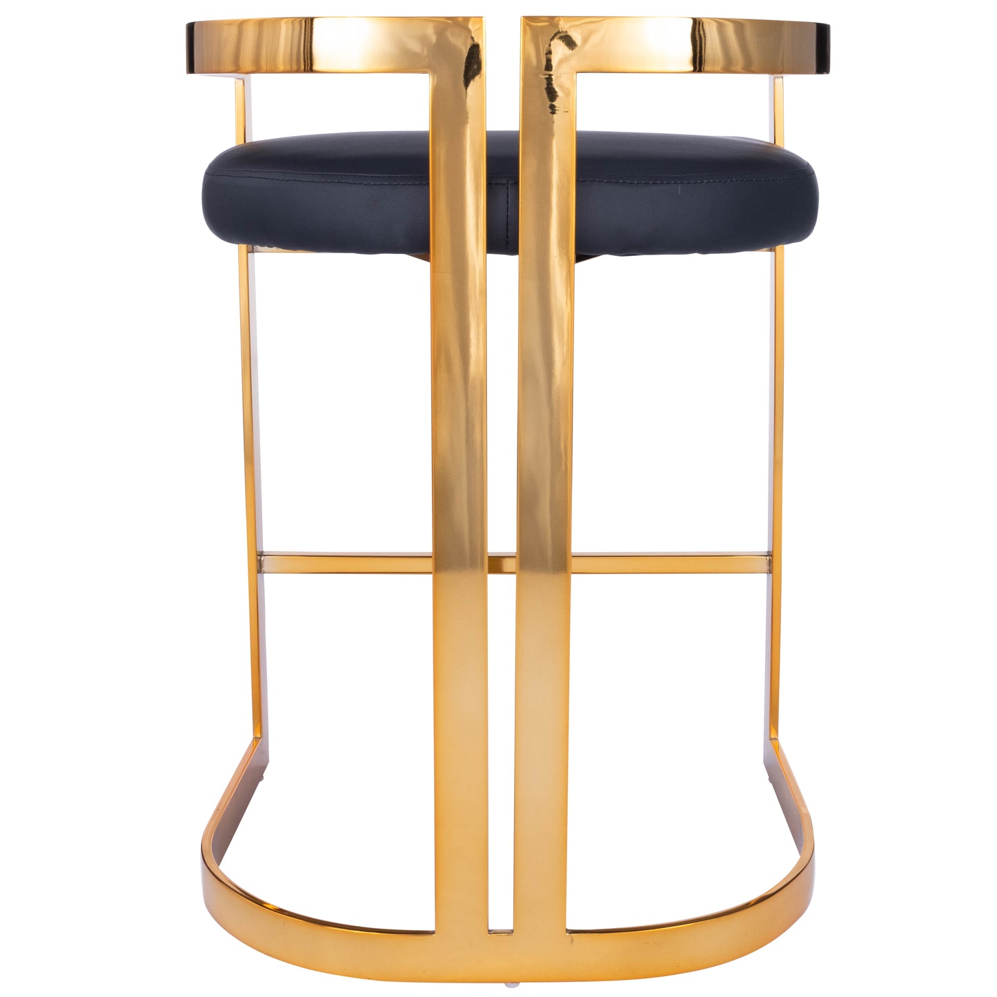 Butler Specialty Company Clarence 25 in. Seat Height Faux Leather and Metal Counter Stool with Low Back, Gold