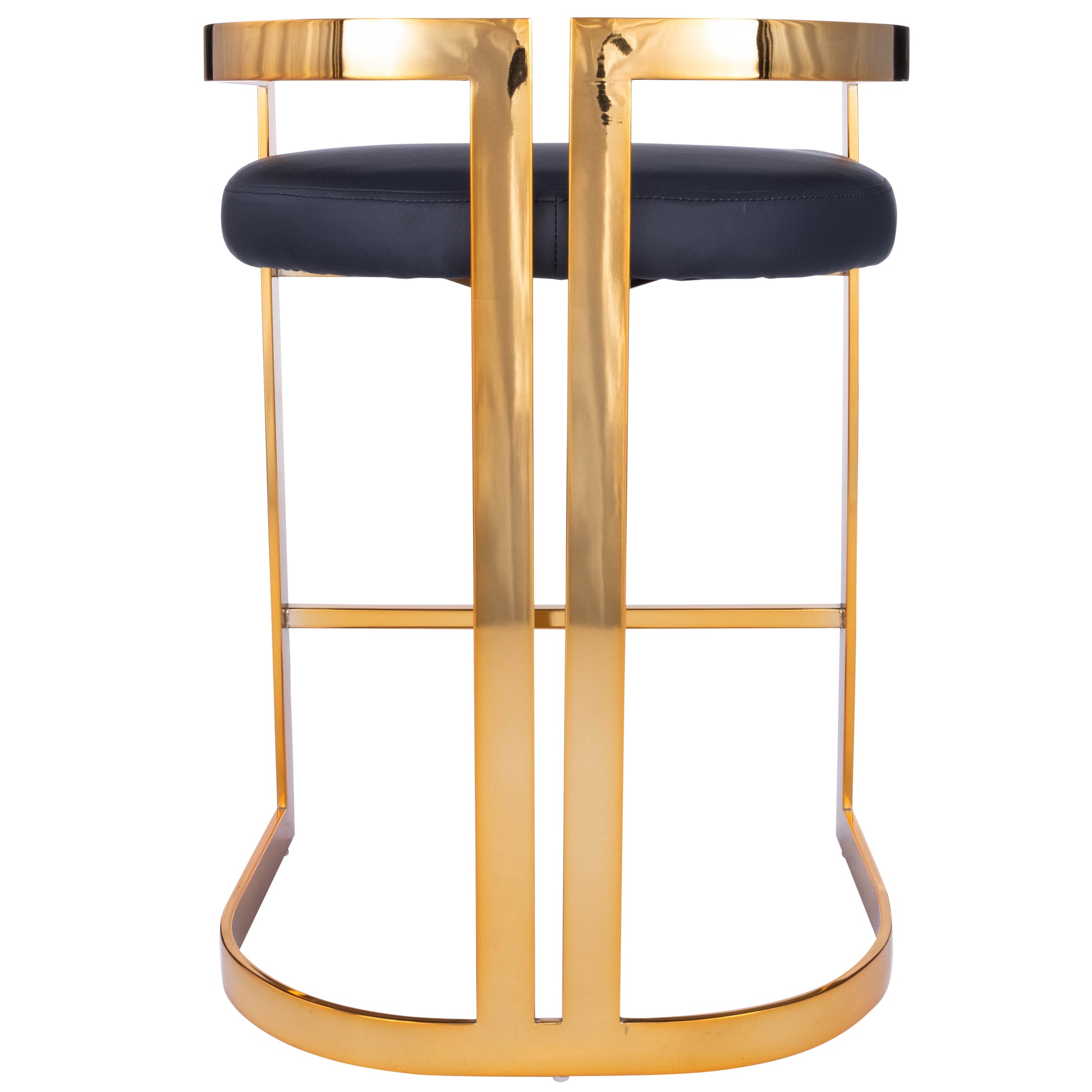 Butler Specialty Company Clarence 25 in. Seat Height Faux Leather and Metal Counter Stool with Low Back, Gold