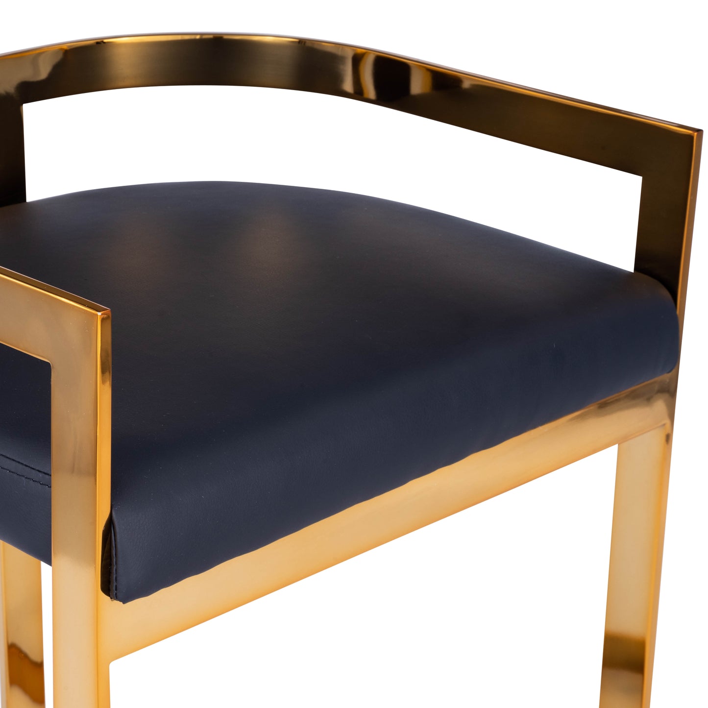 Butler Specialty Company Clarence 25 in. Seat Height Faux Leather and Metal Counter Stool with Low Back, Gold