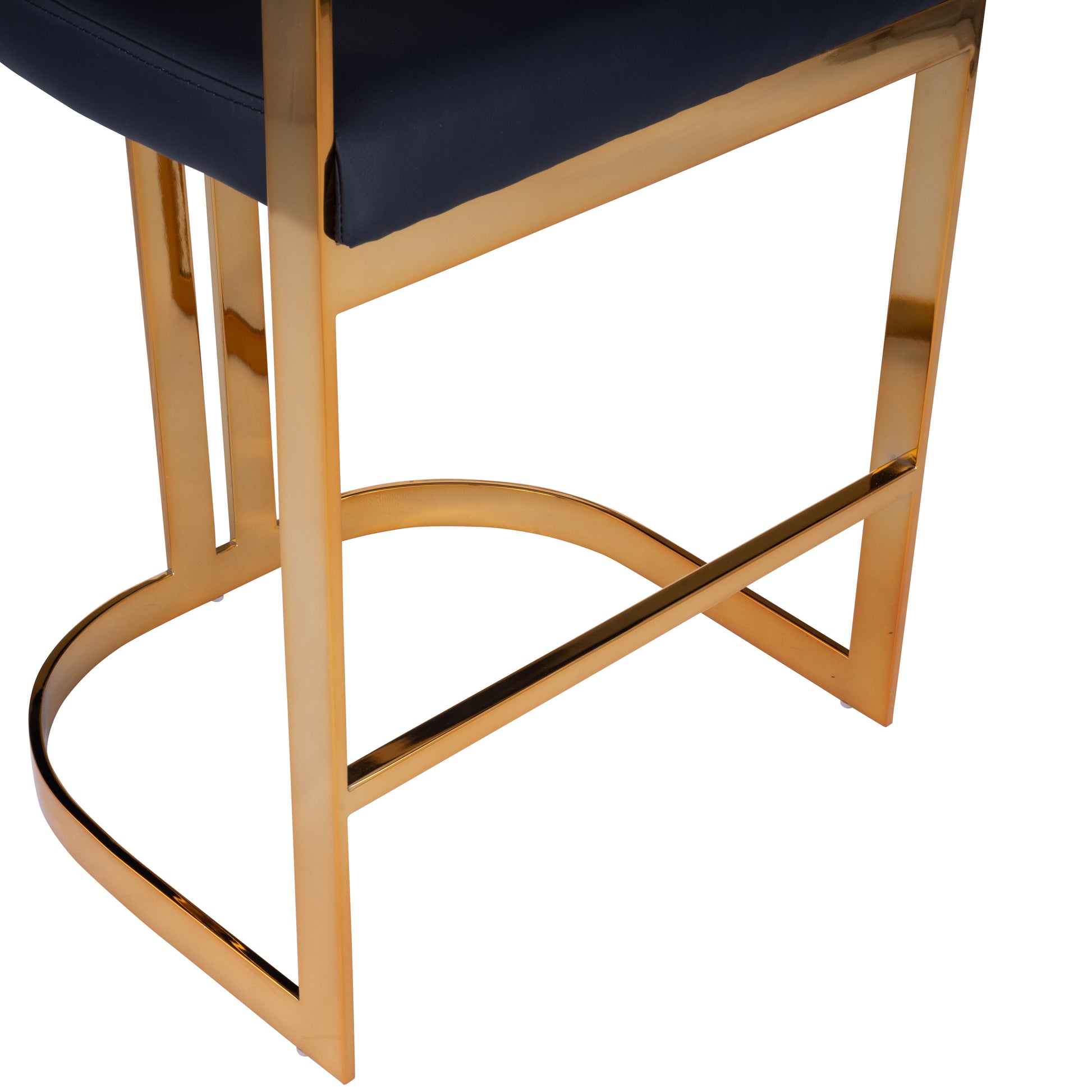 Butler Specialty Company Clarence 25 in. Seat Height Faux Leather and Metal Counter Stool with Low Back, Gold