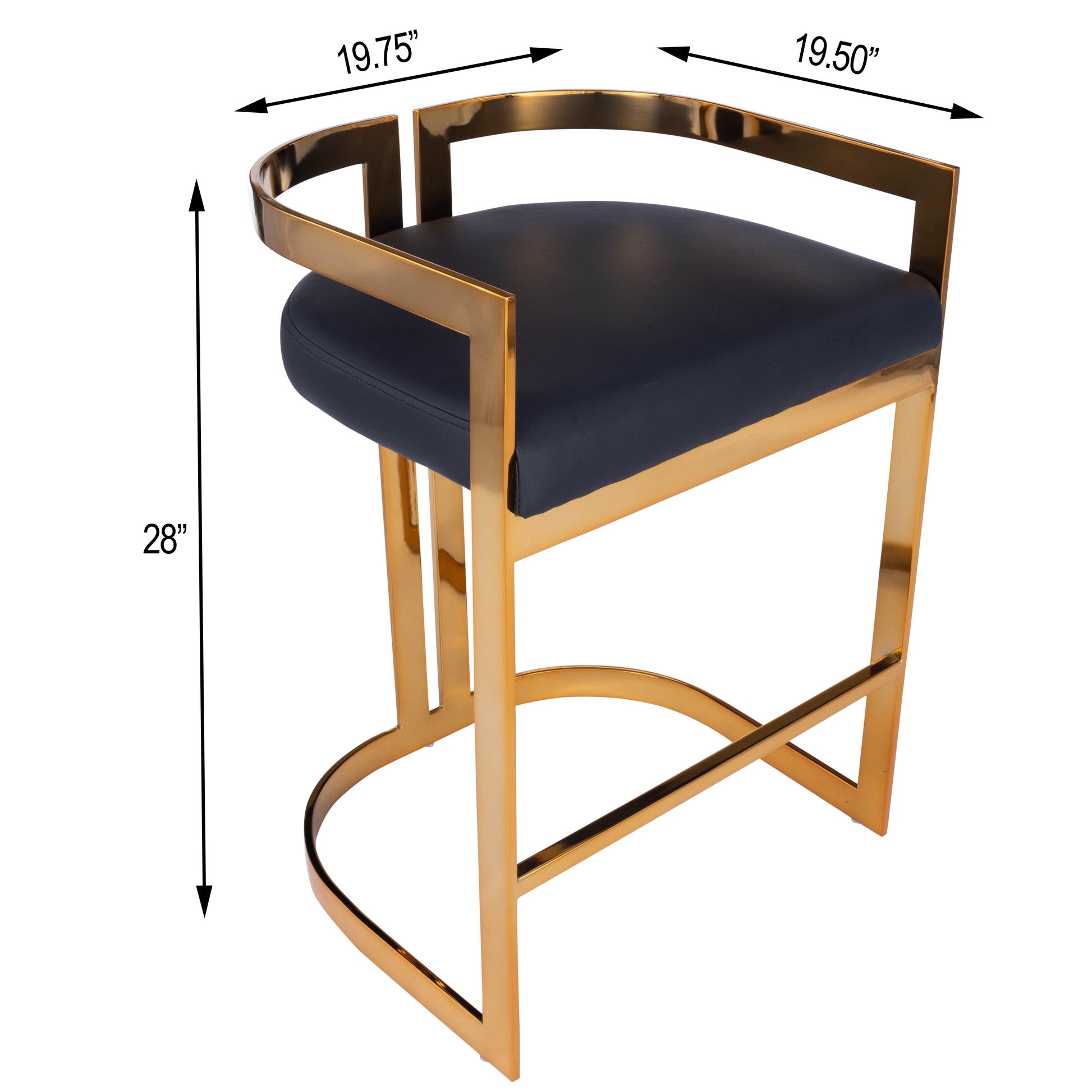 Butler Specialty Company Clarence 25 in. Seat Height Faux Leather and Metal Counter Stool with Low Back, Gold