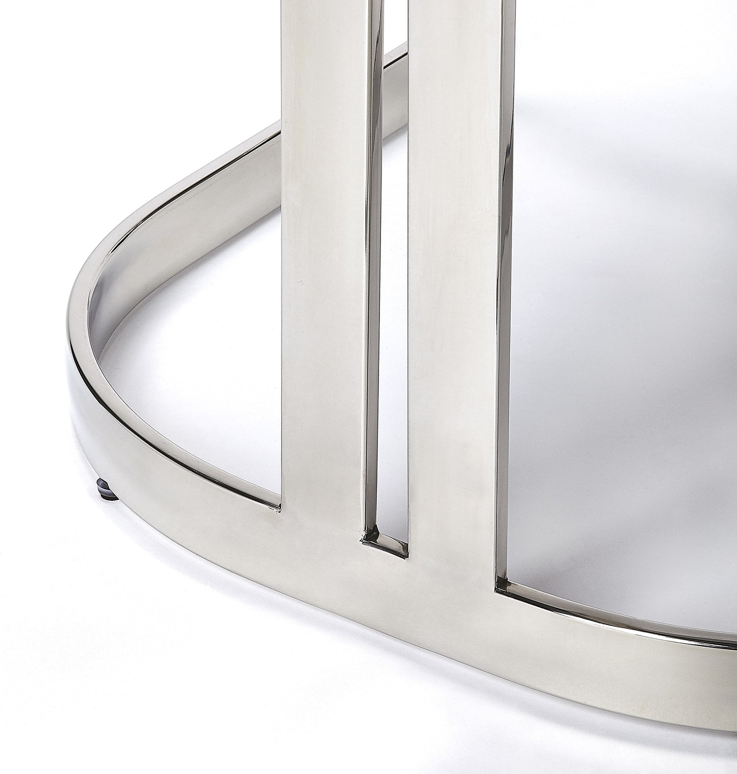 Butler Specialty Company Clarence 25 in. Seat Height Faux Leather and Metal Counter Stool with Low Back, Silver