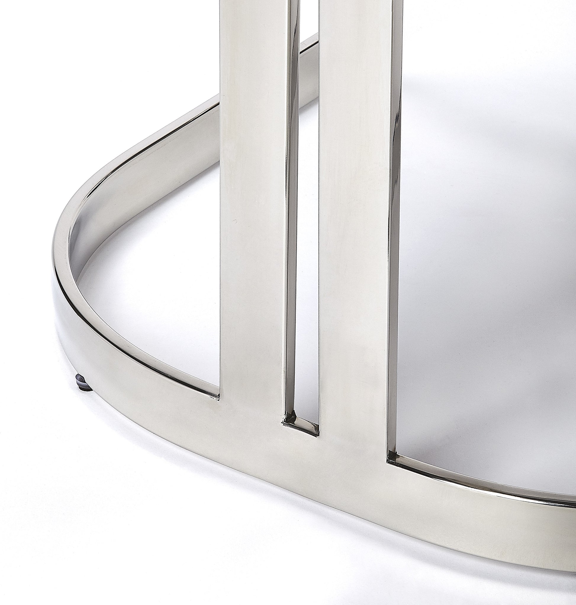 Butler Specialty Company Clarence 25 in. Seat Height Faux Leather and Metal Counter Stool with Low Back, Silver