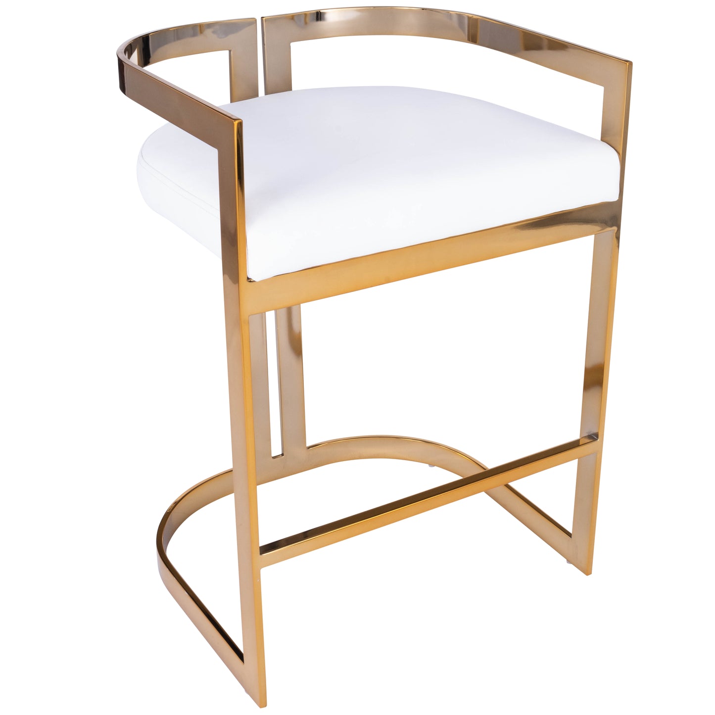 Butler Specialty Company Clarence 25 in. Seat Height Faux Leather and Metal Counter Stool with Low Back, Gold