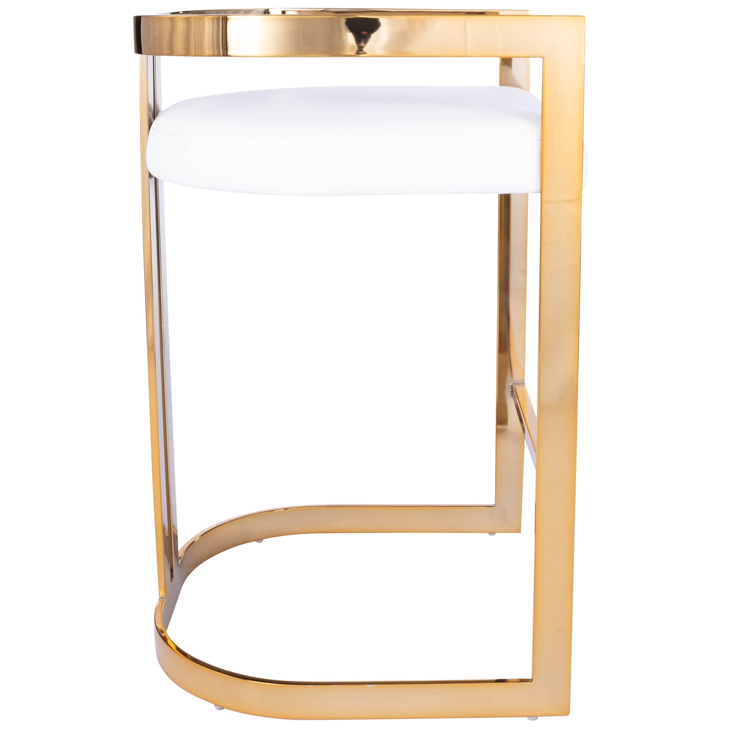 Butler Specialty Company Clarence 25 in. Seat Height Faux Leather and Metal Counter Stool with Low Back, Gold