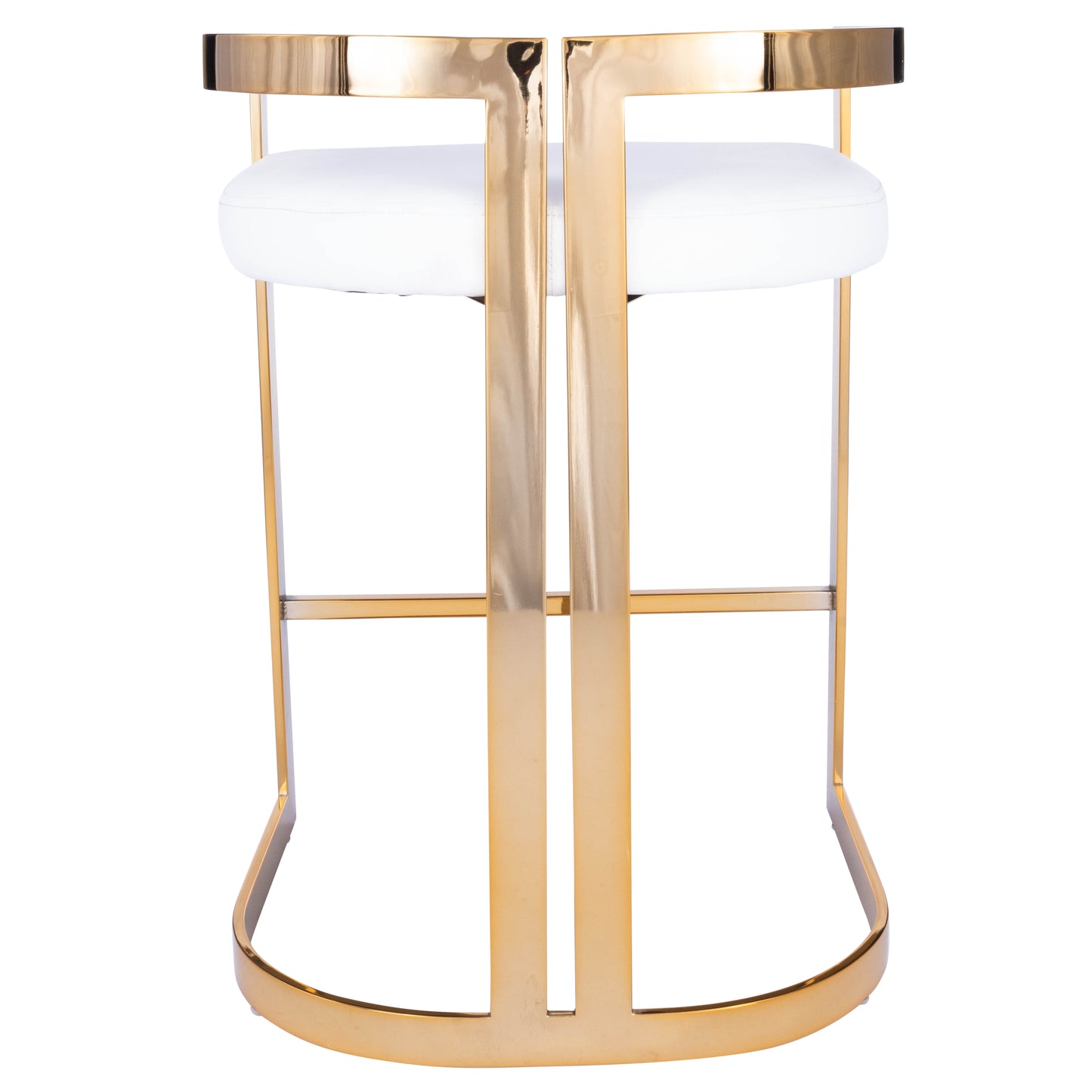 Butler Specialty Company Clarence 25 in. Seat Height Faux Leather and Metal Counter Stool with Low Back, Gold