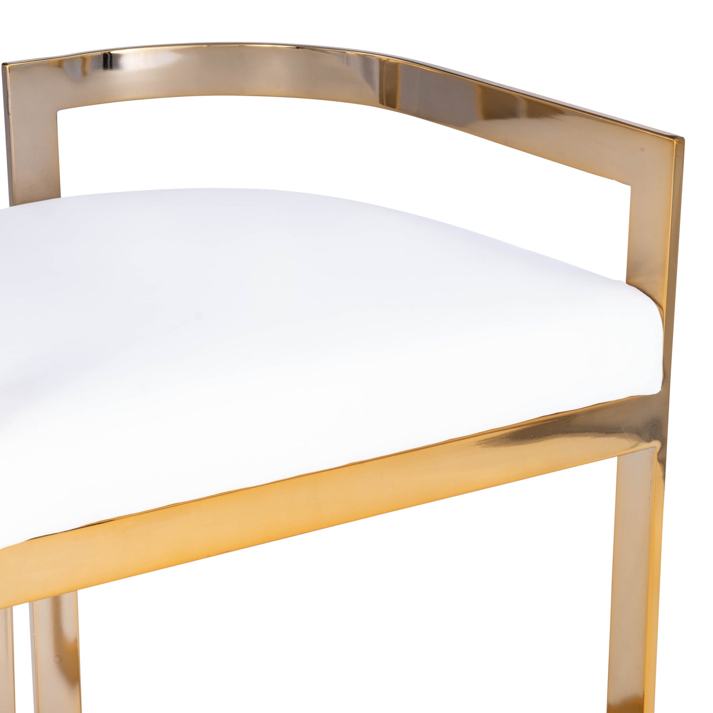 Butler Specialty Company Clarence 25 in. Seat Height Faux Leather and Metal Counter Stool with Low Back, Gold