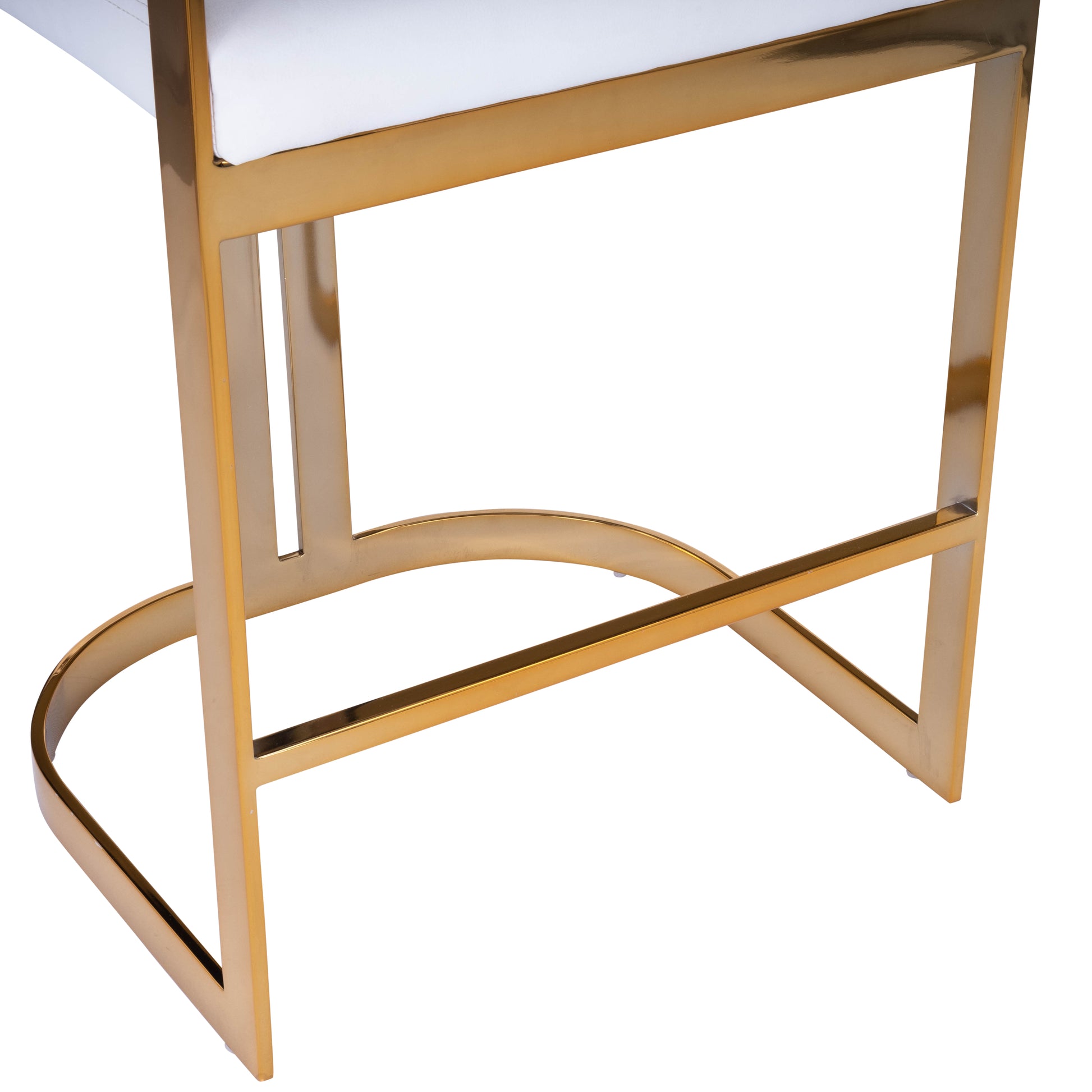 Butler Specialty Company Clarence 25 in. Seat Height Faux Leather and Metal Counter Stool with Low Back, Gold
